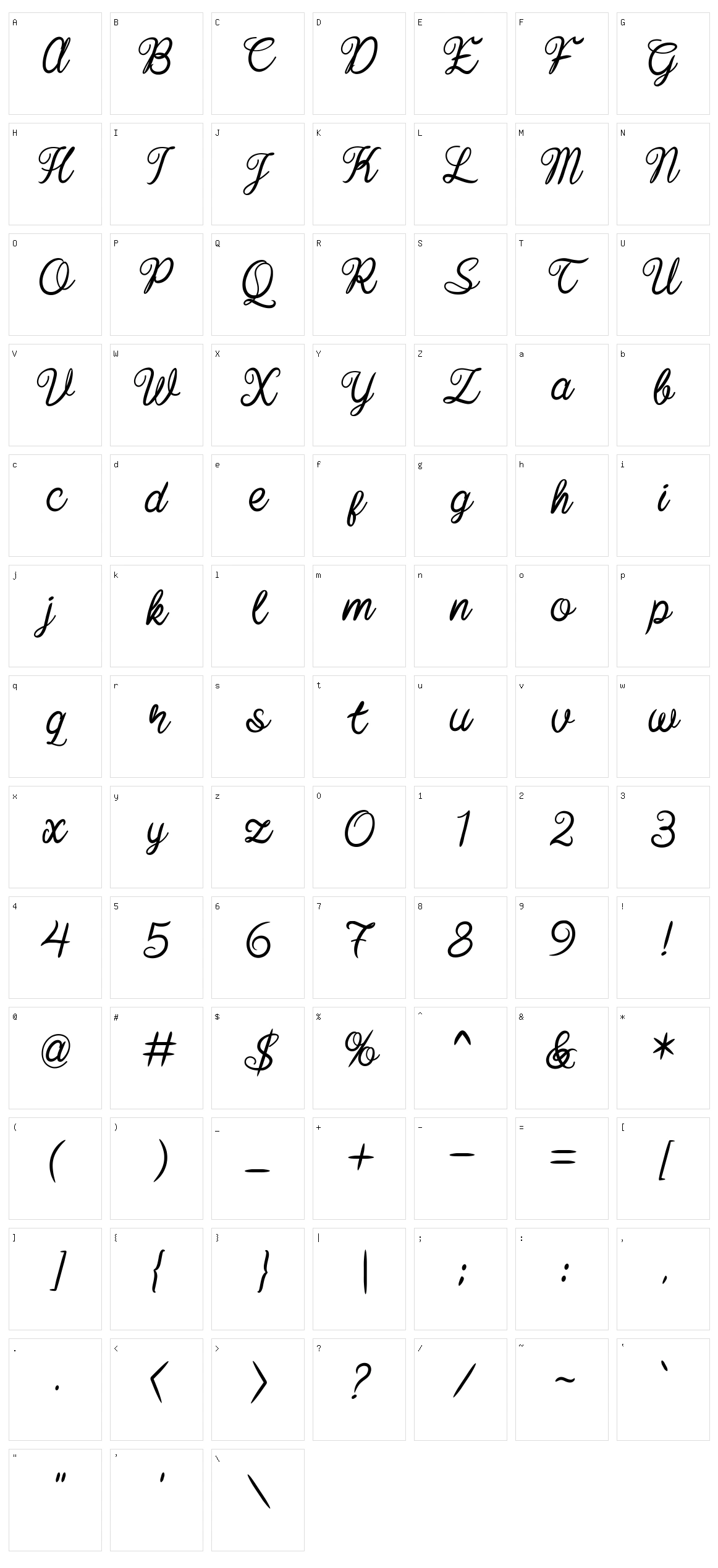 Baline Script Character Set