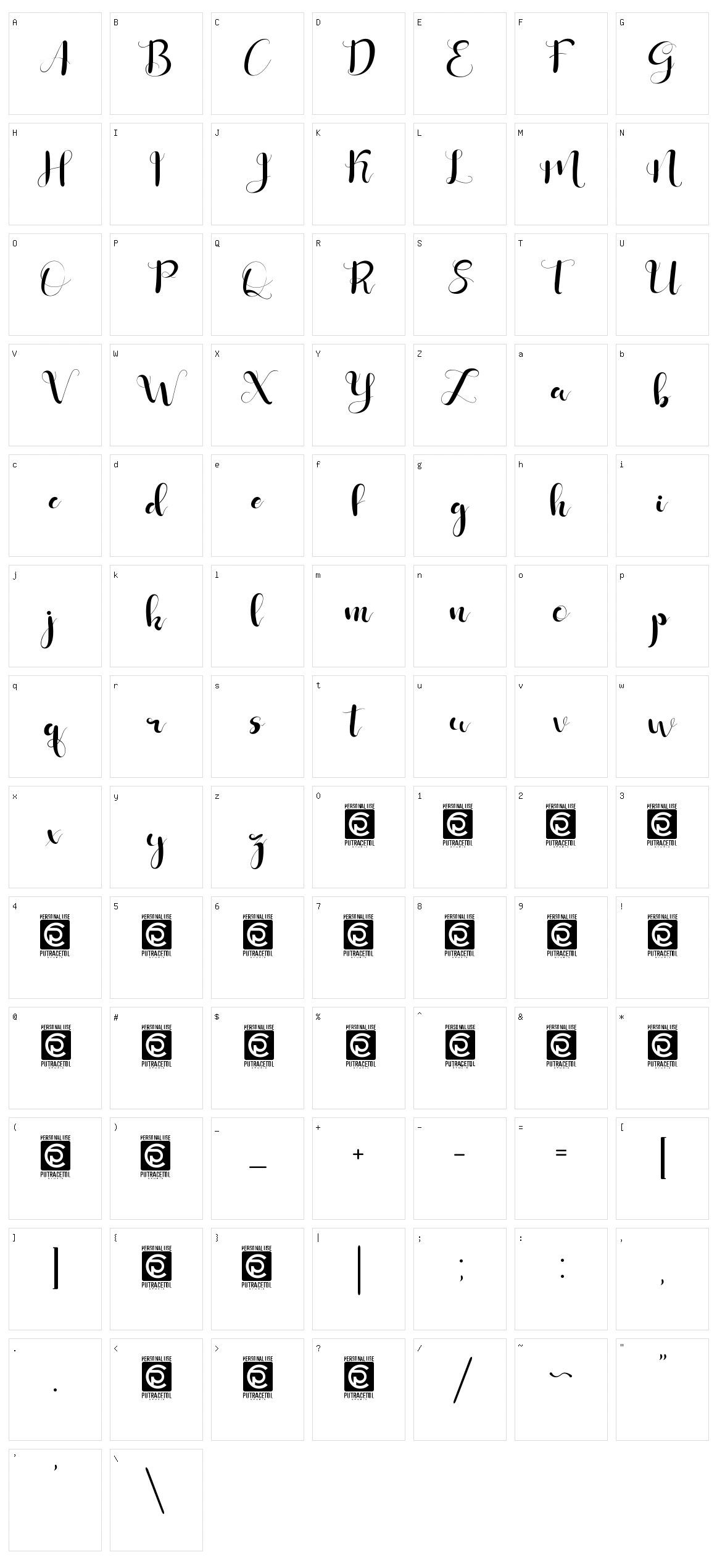 Shafiqa Character Set