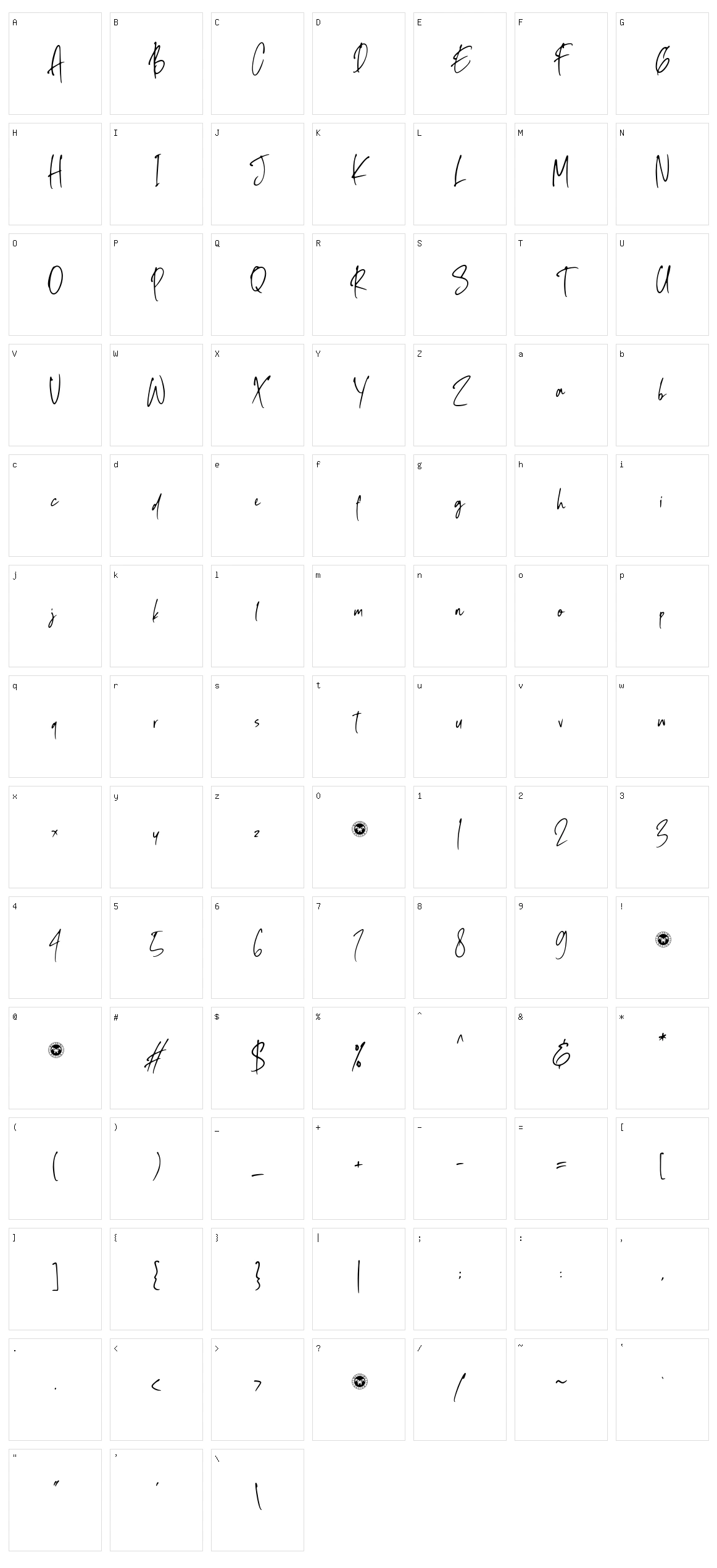 Ballpoint Rush Character Set