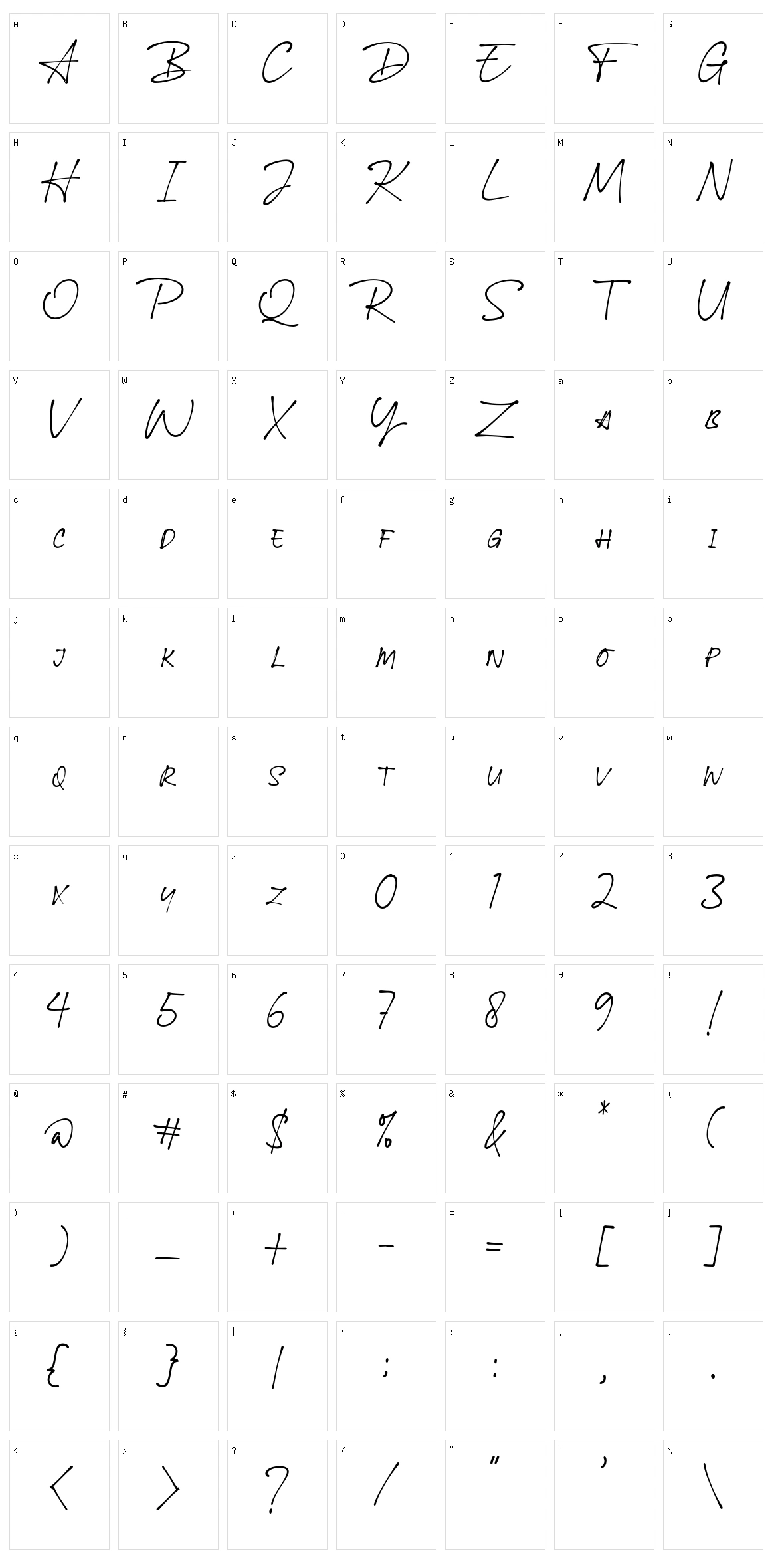 Ballpoint Signature Character Set