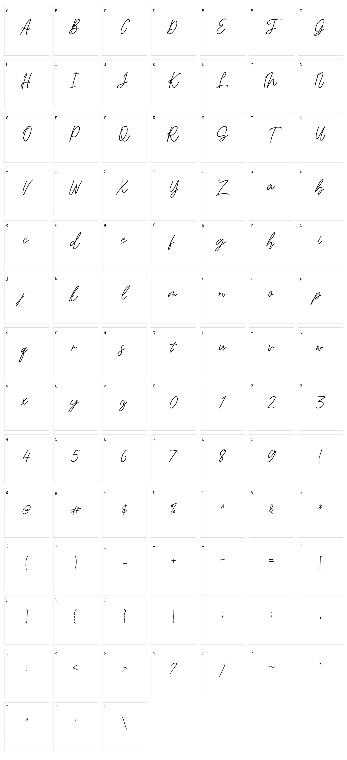 Bambi Handwritten Character Set