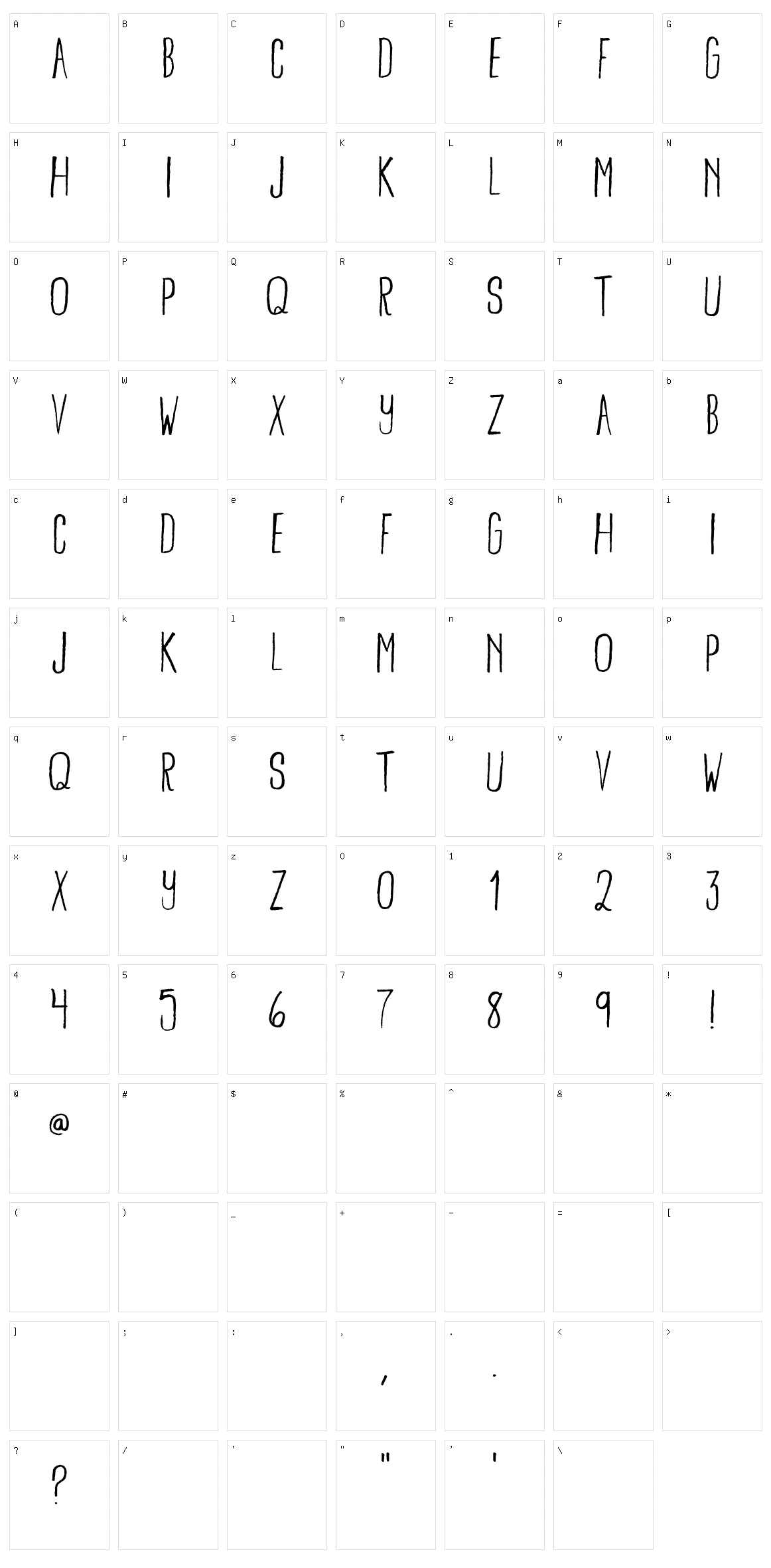 Bamboo Brisk Character Set