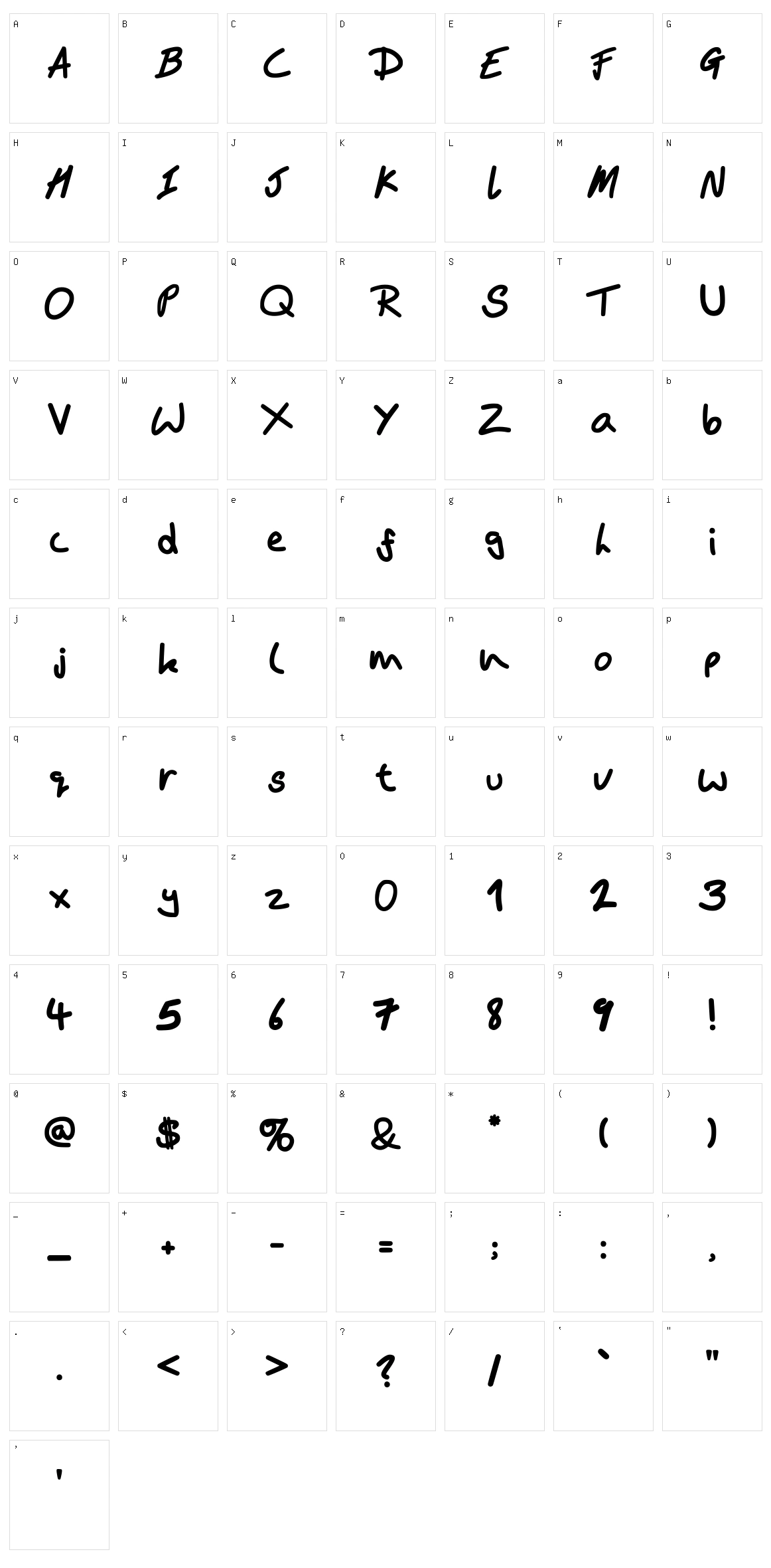Bams Hand Character Set