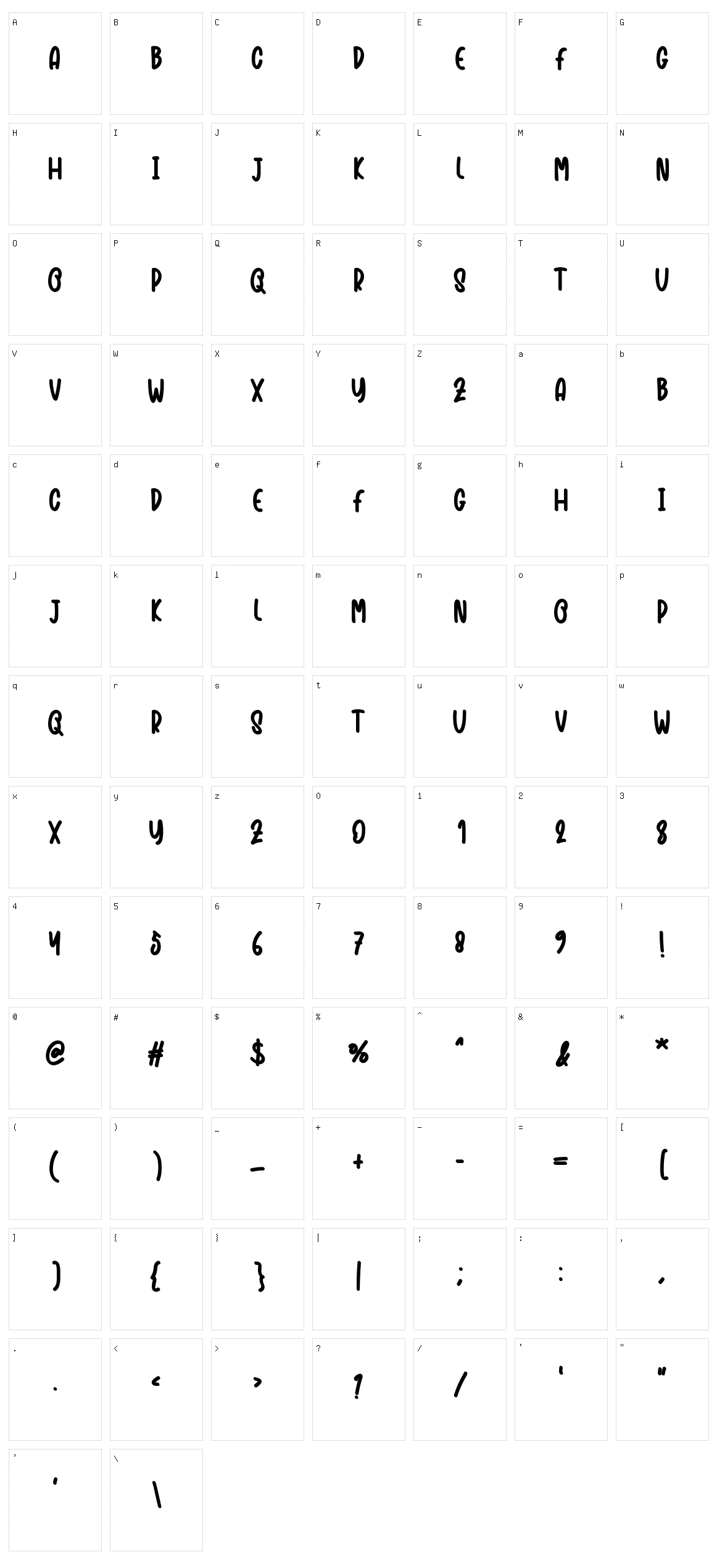 Barare Character Set