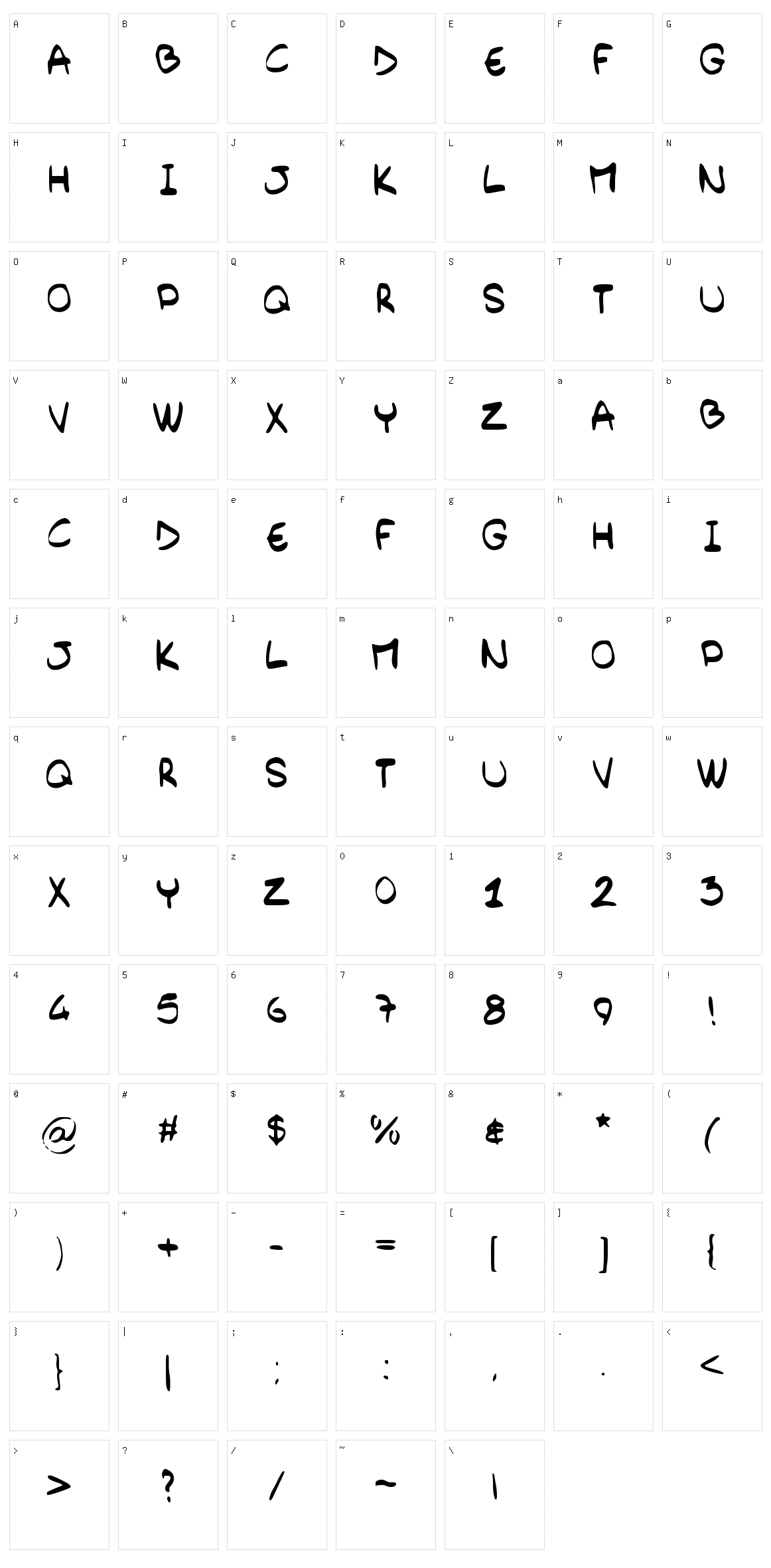 Barely Handwritten Character Set