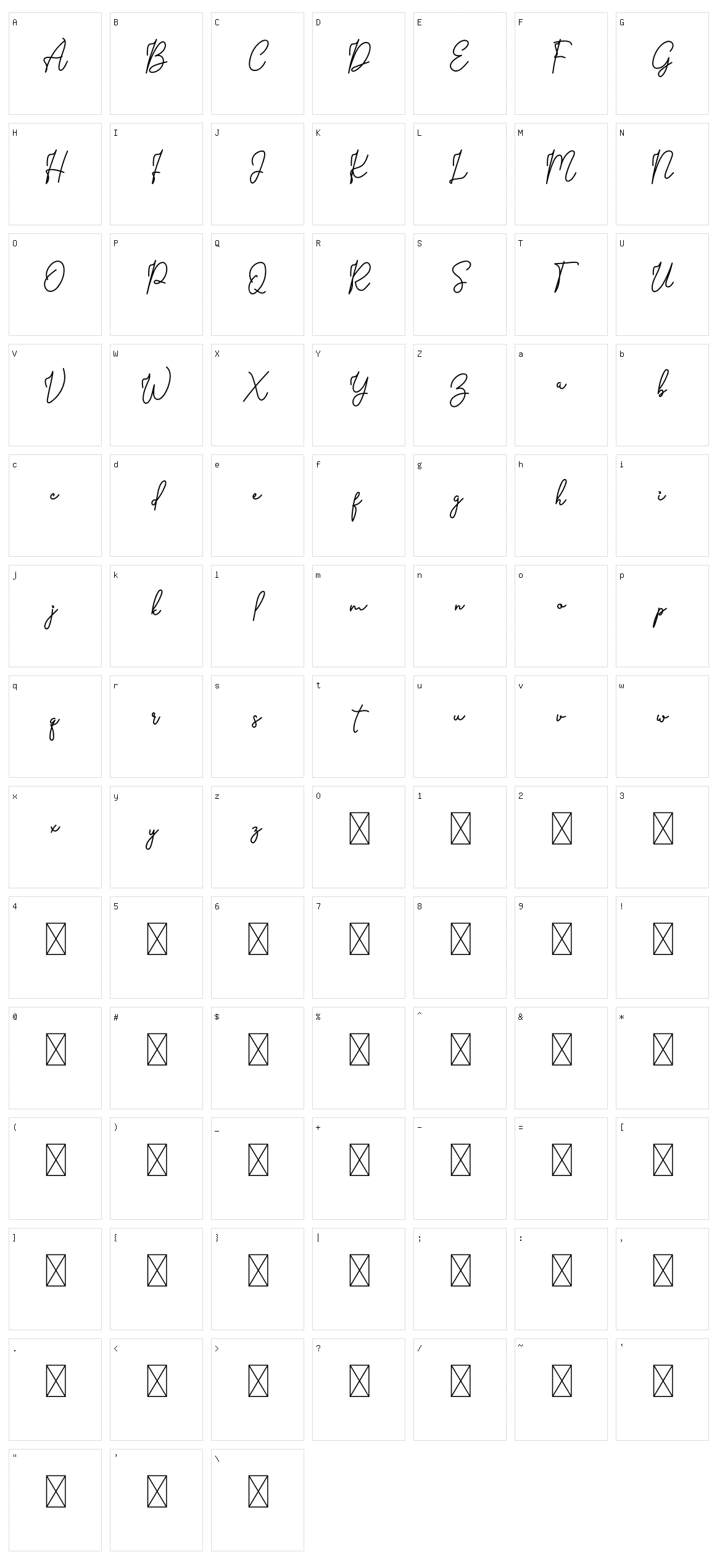 Barier Signature Character Set