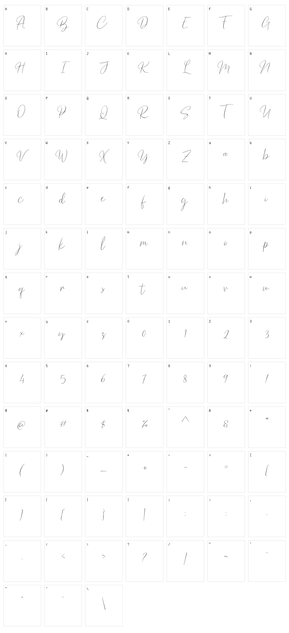 Barosaki Script Character Set