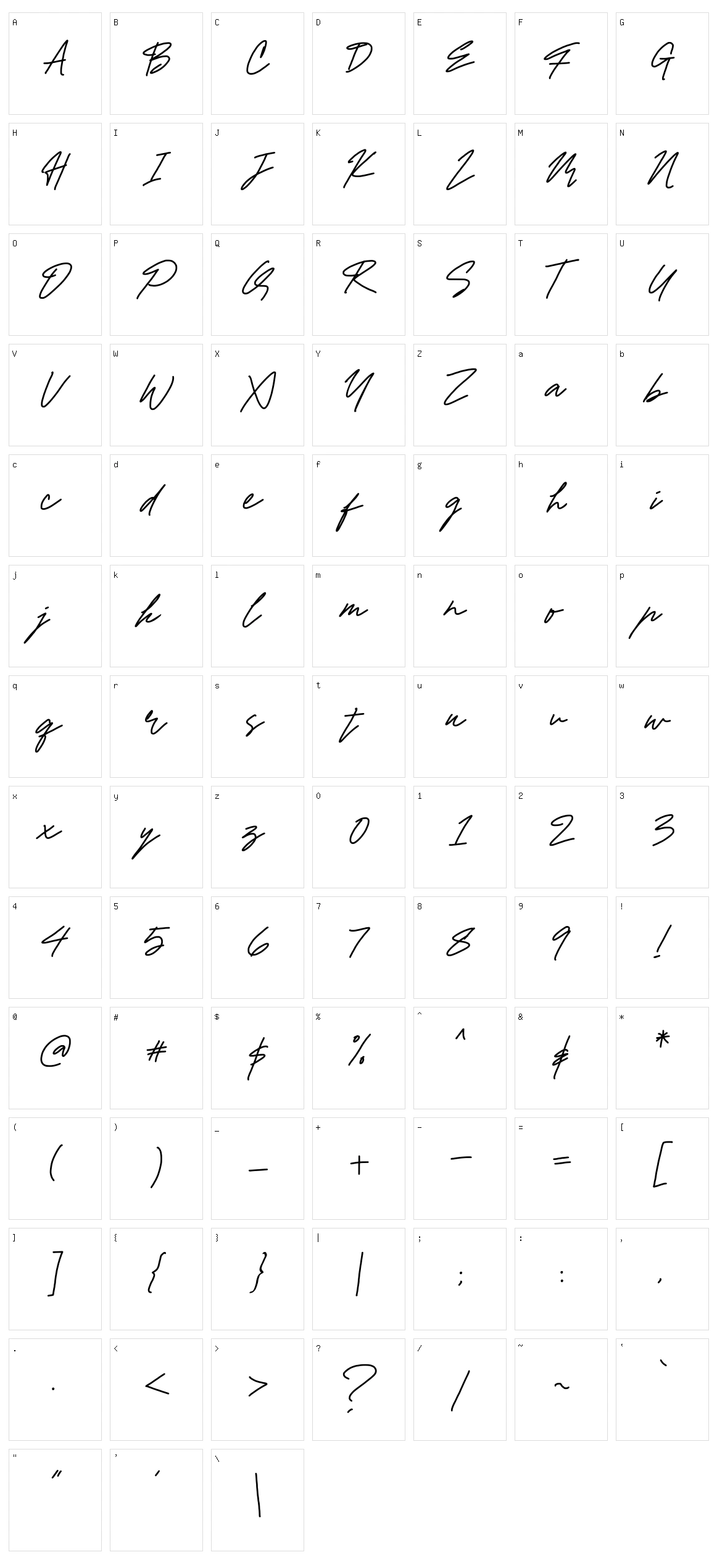 Barret Signature Character Set