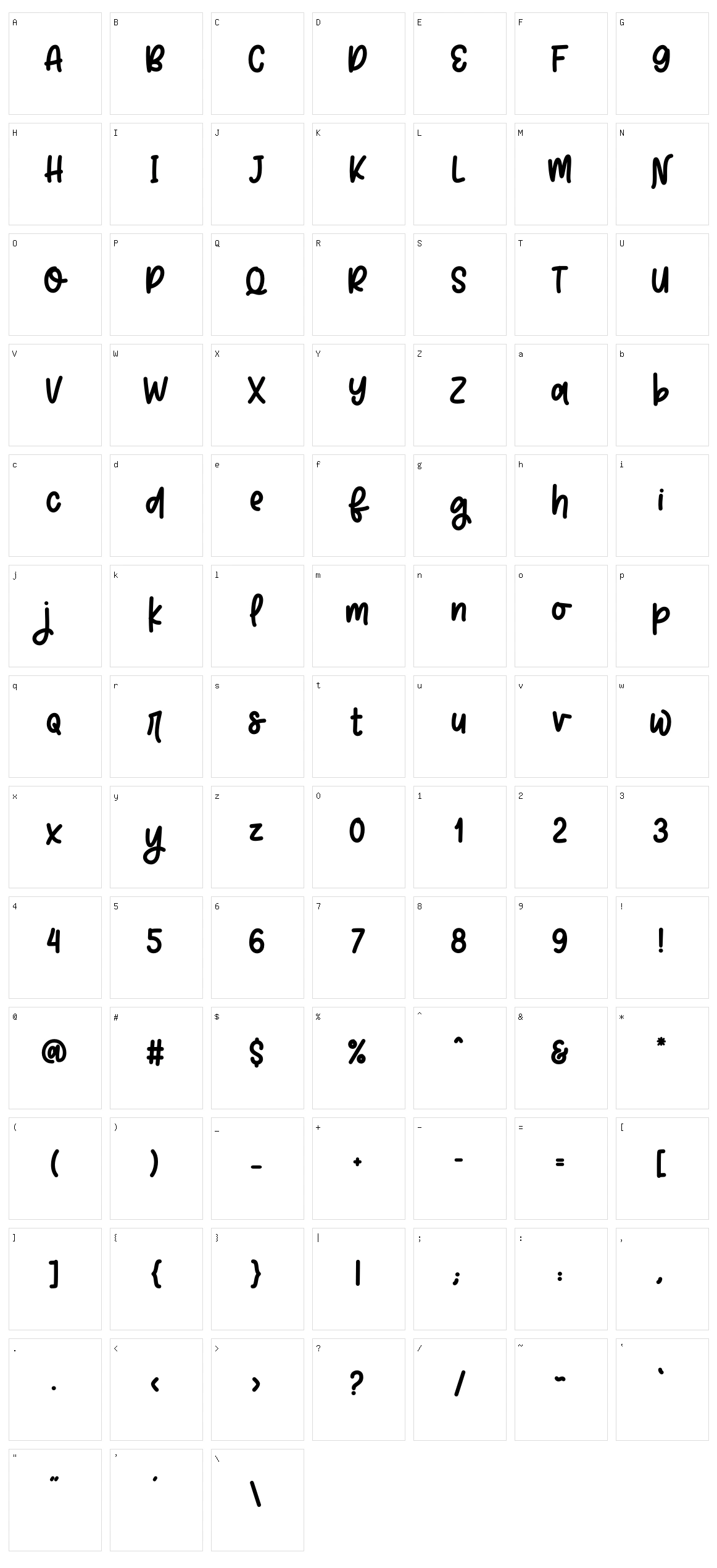 Barryone Character Set