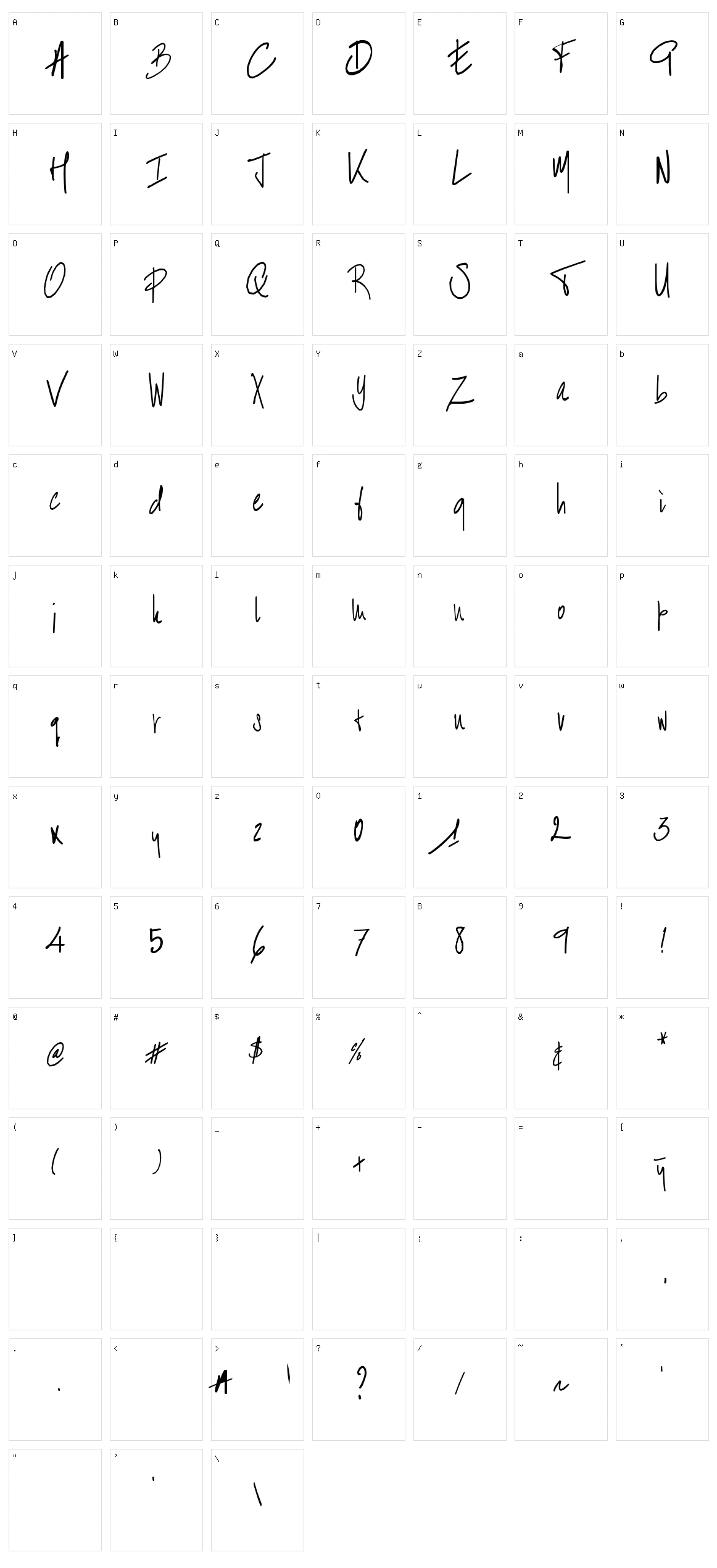 Bart Handschrift Character Set