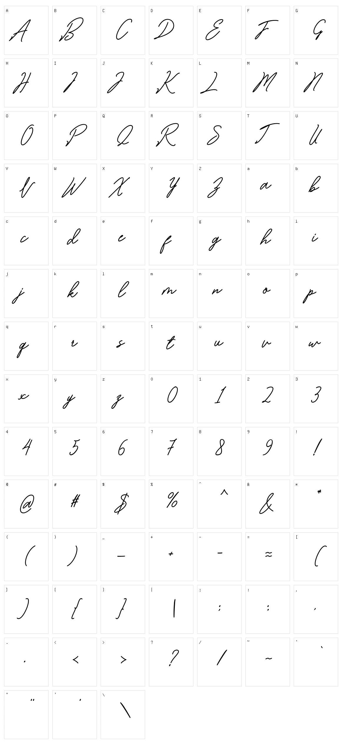 Bartdeng Character Set