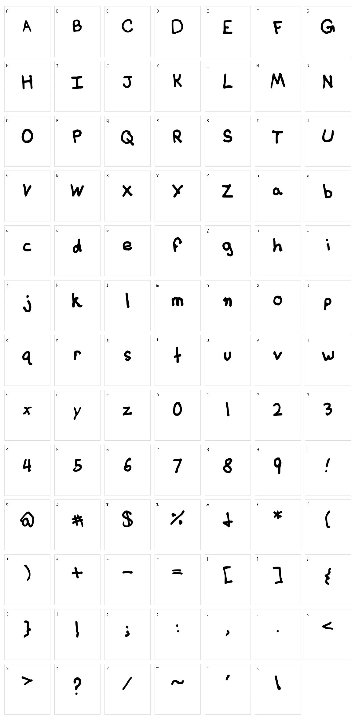 Basic Handwriting Character Set