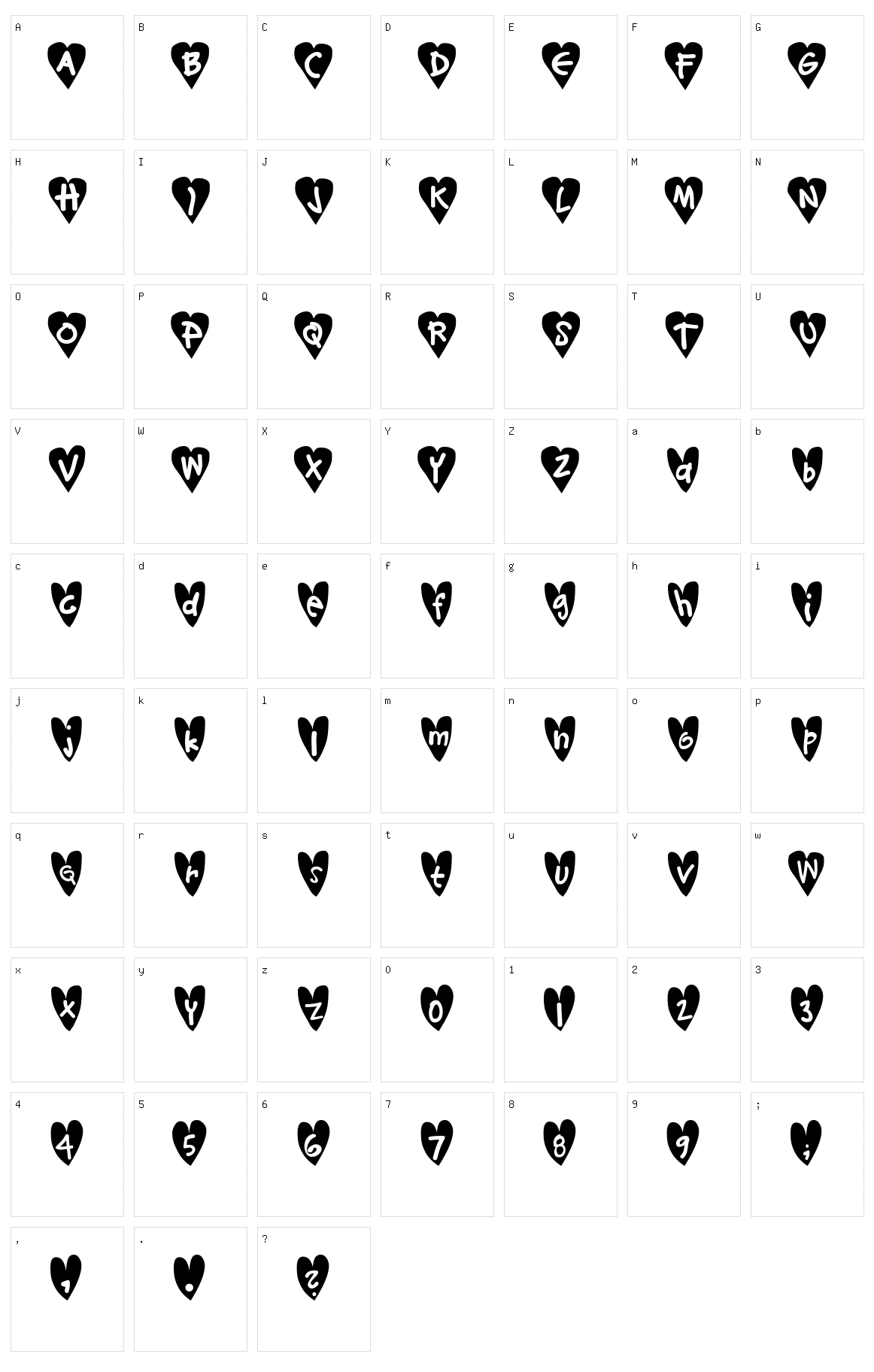 Djellibejbi Character Set
