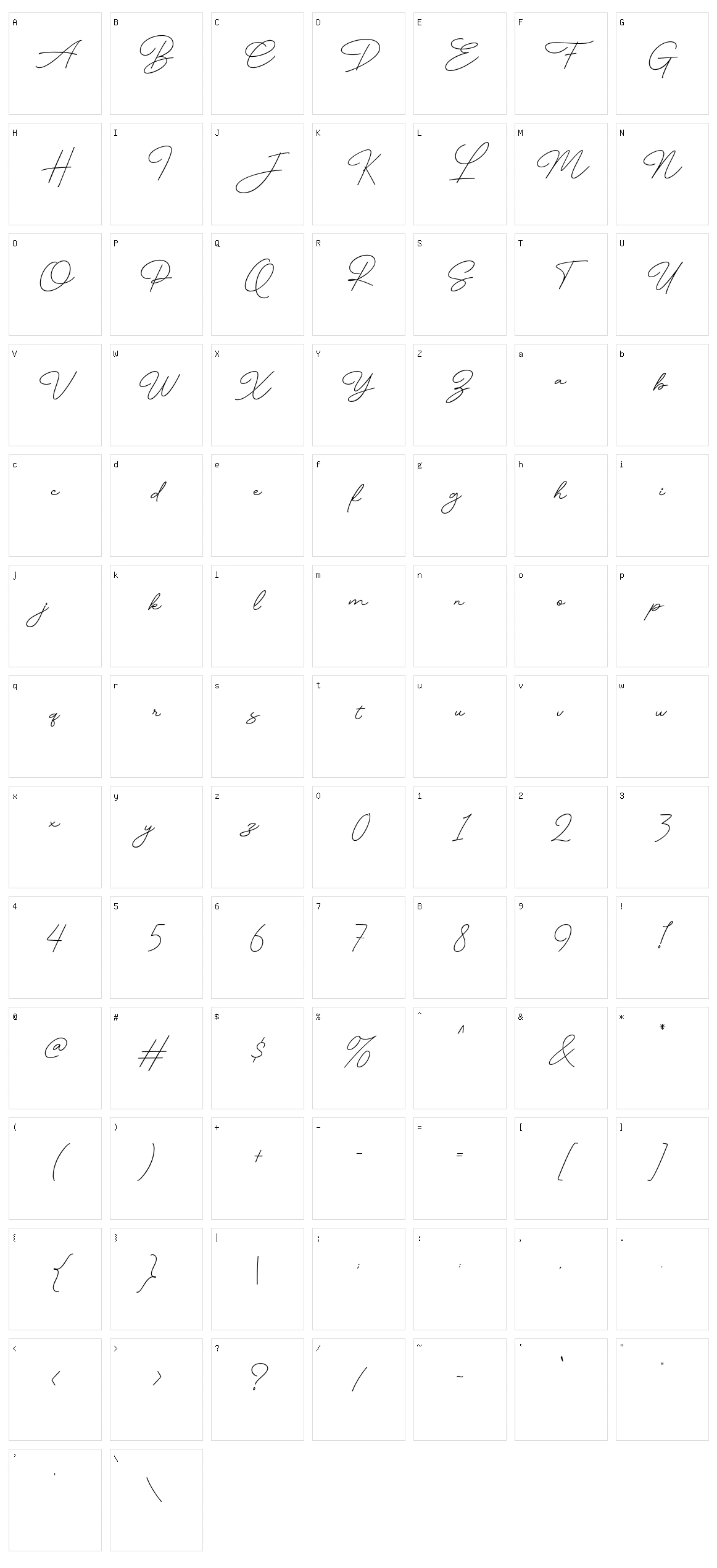 Bastinson Character Set