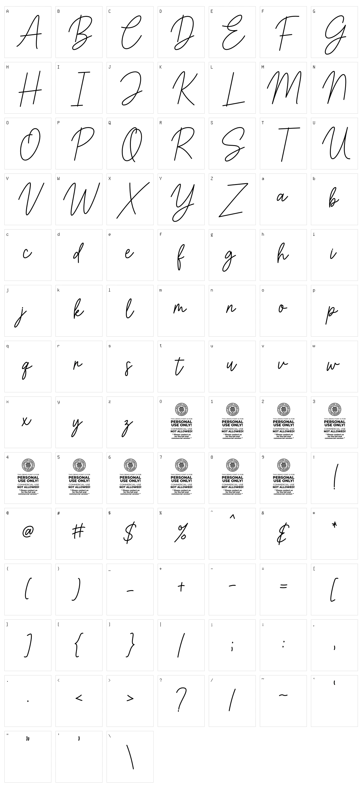 Bastony Signature Character Set