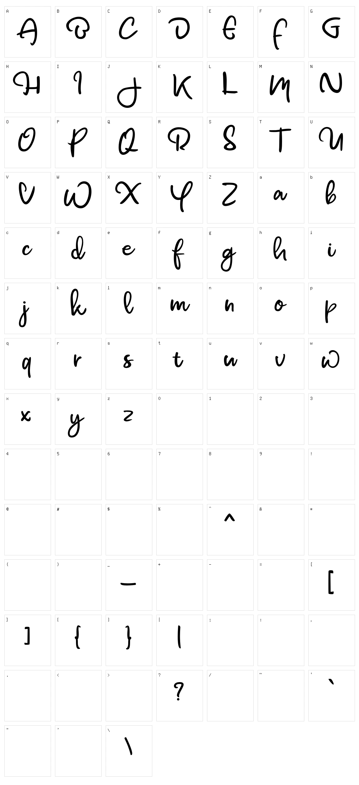 Bawnee Character Set