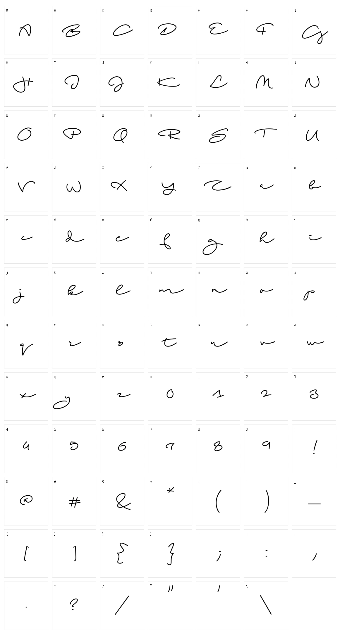 Beach Script Character Set