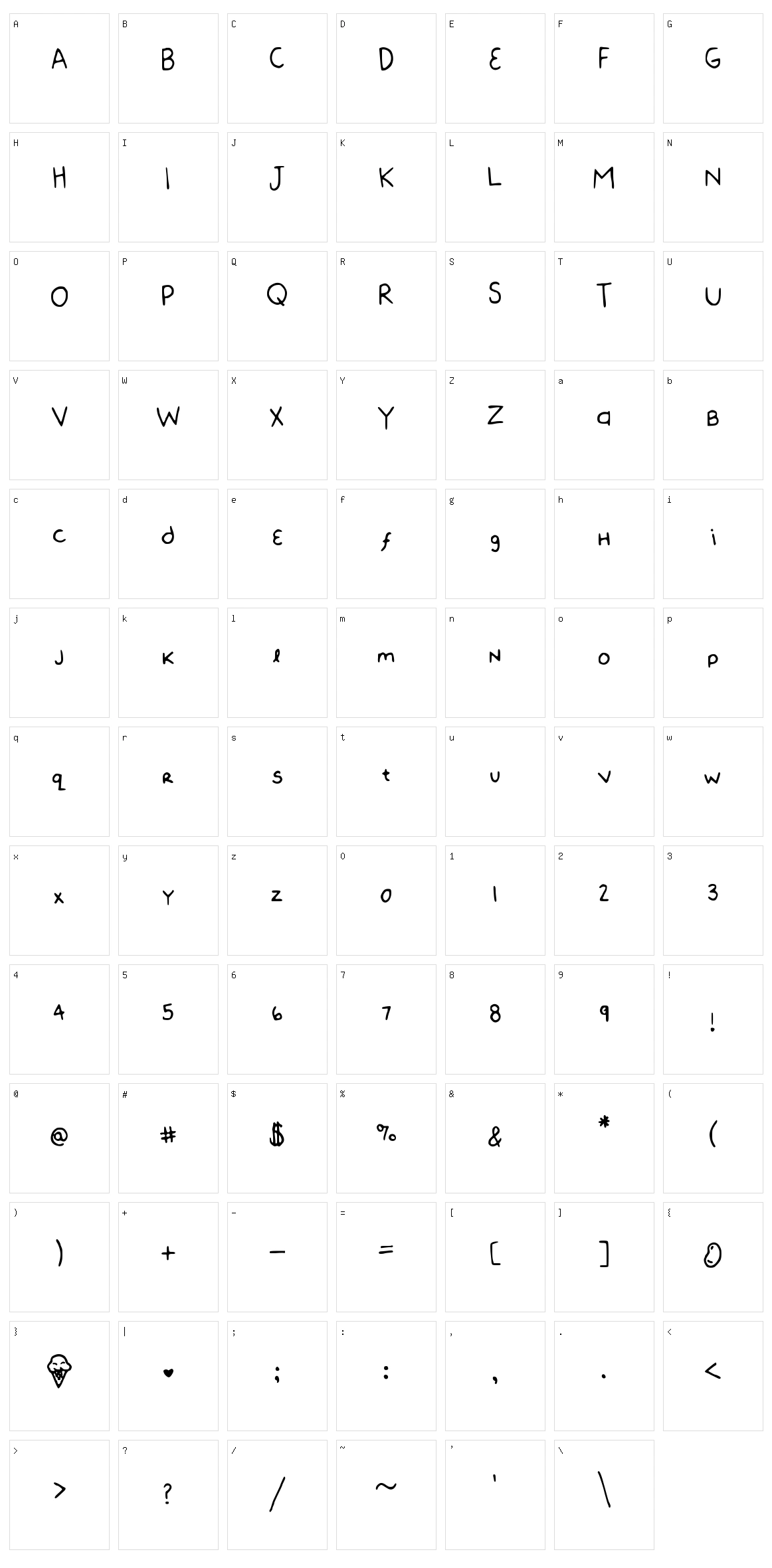 Bean Beany Character Set