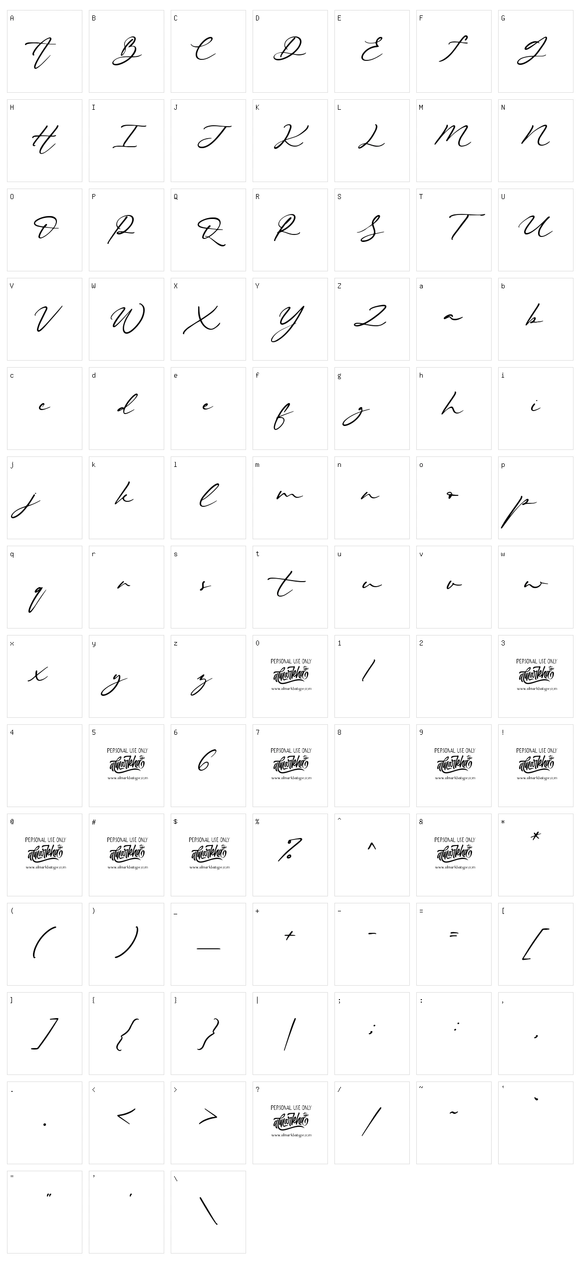 Beautiella Character Set