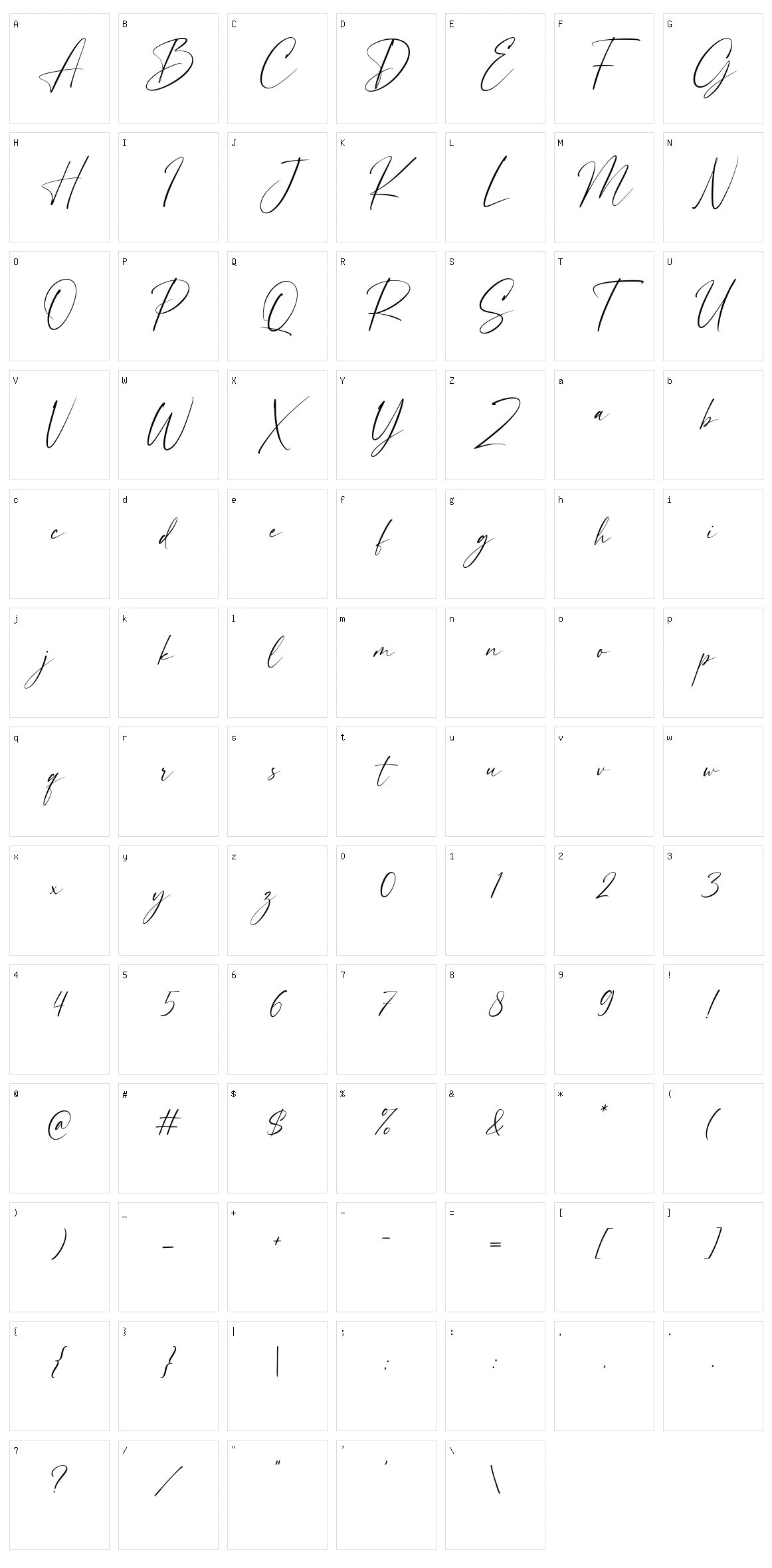 Beauty Handwriting Character Set