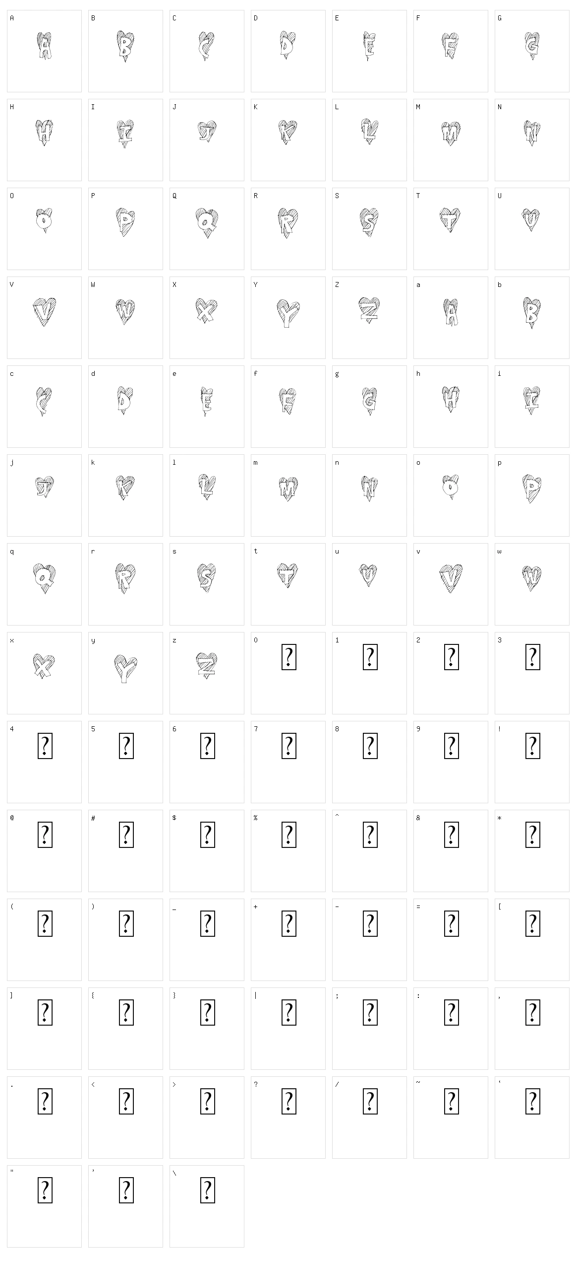Heart Stripe Character Set