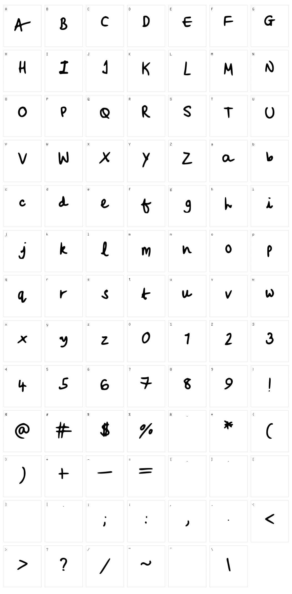 Beccasfont Character Set