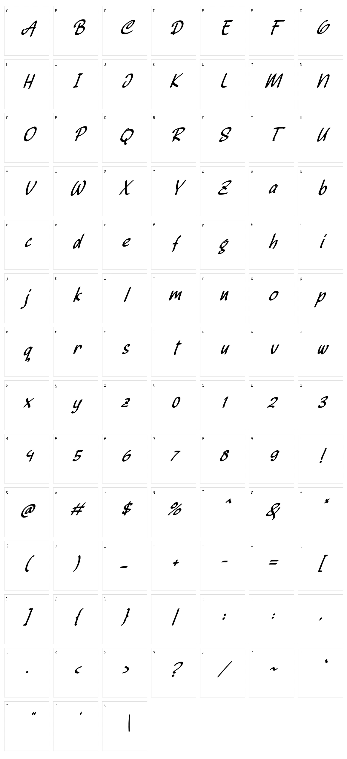 Beckhand Character Set