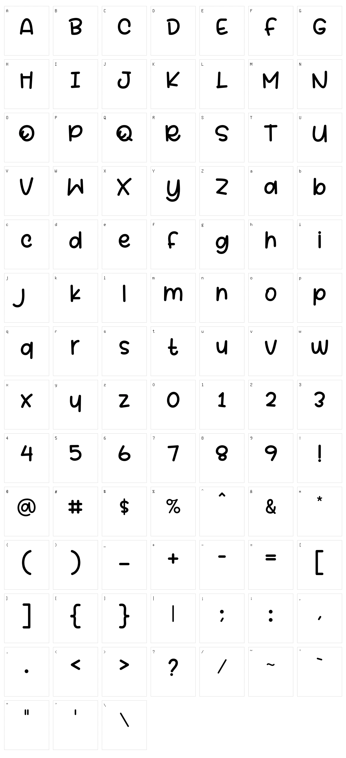 Beelova Character Set
