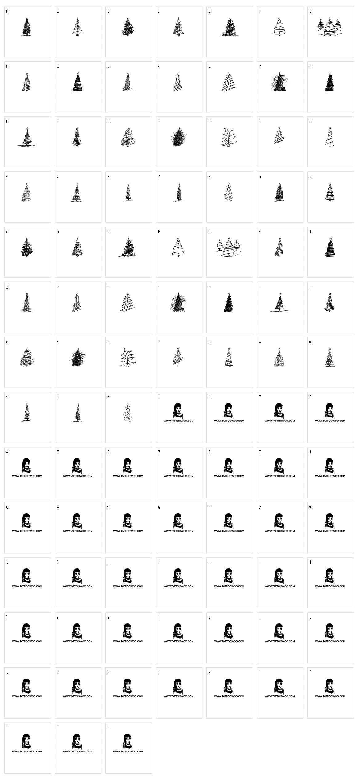 Merry Christmas Trees Character Set