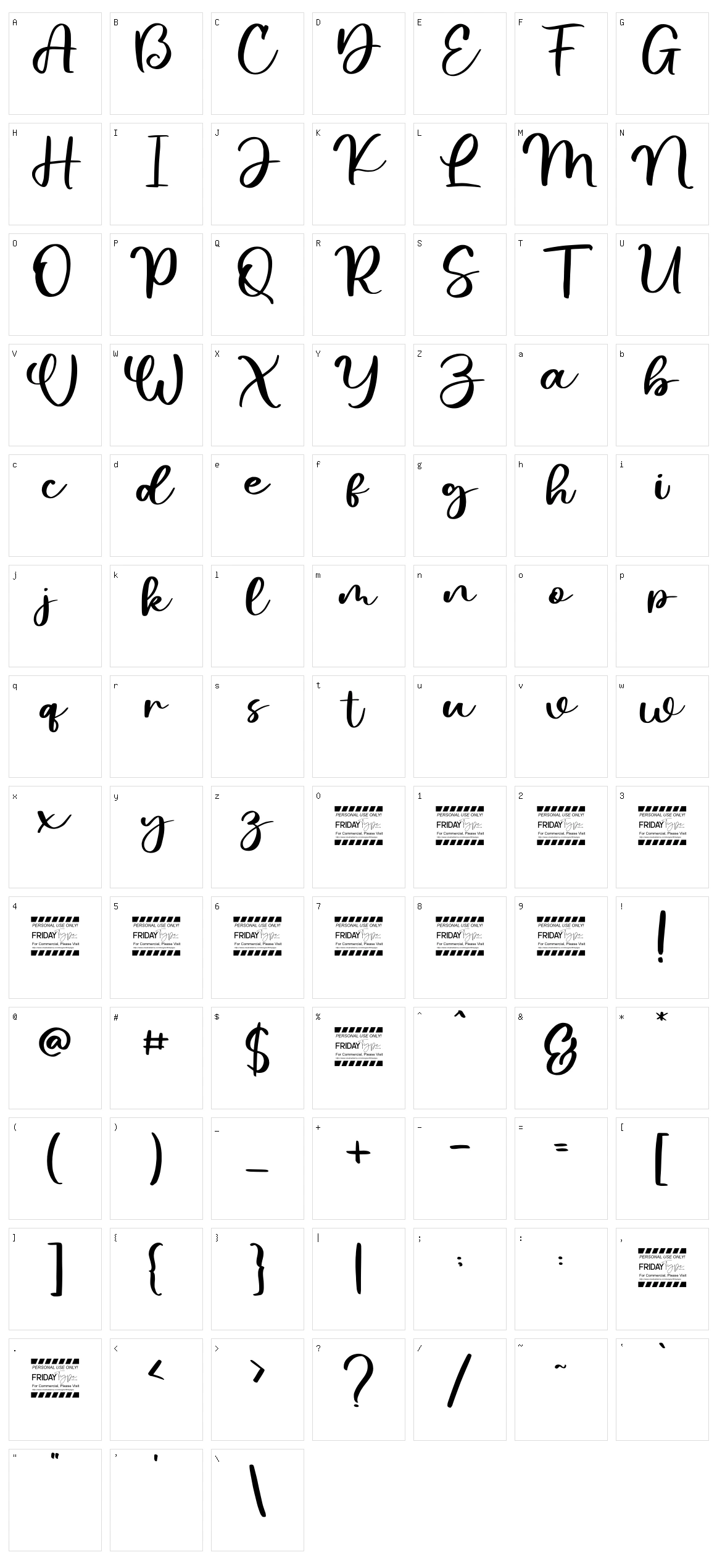 Belfast Star Script Character Set