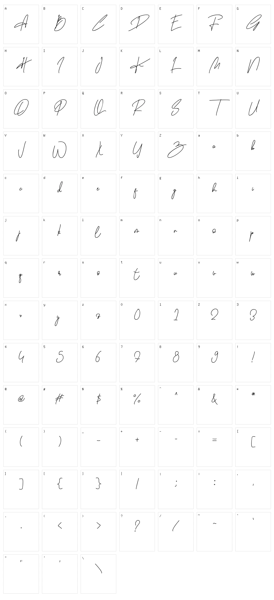 Beligh Pen Character Set