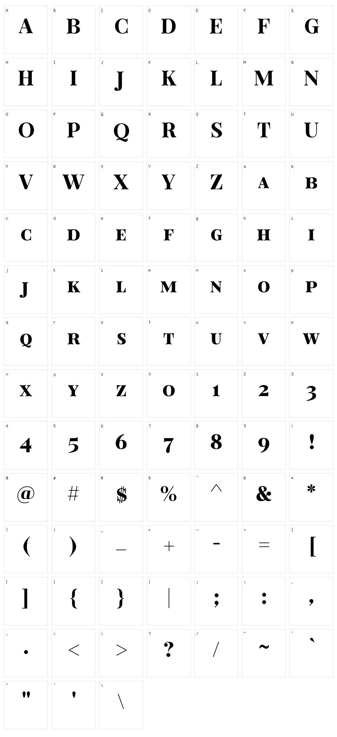 Belista Script Character Set