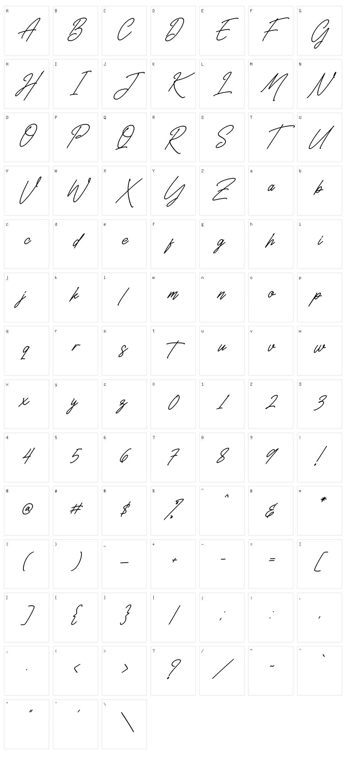 Belistaria Signature Character Set