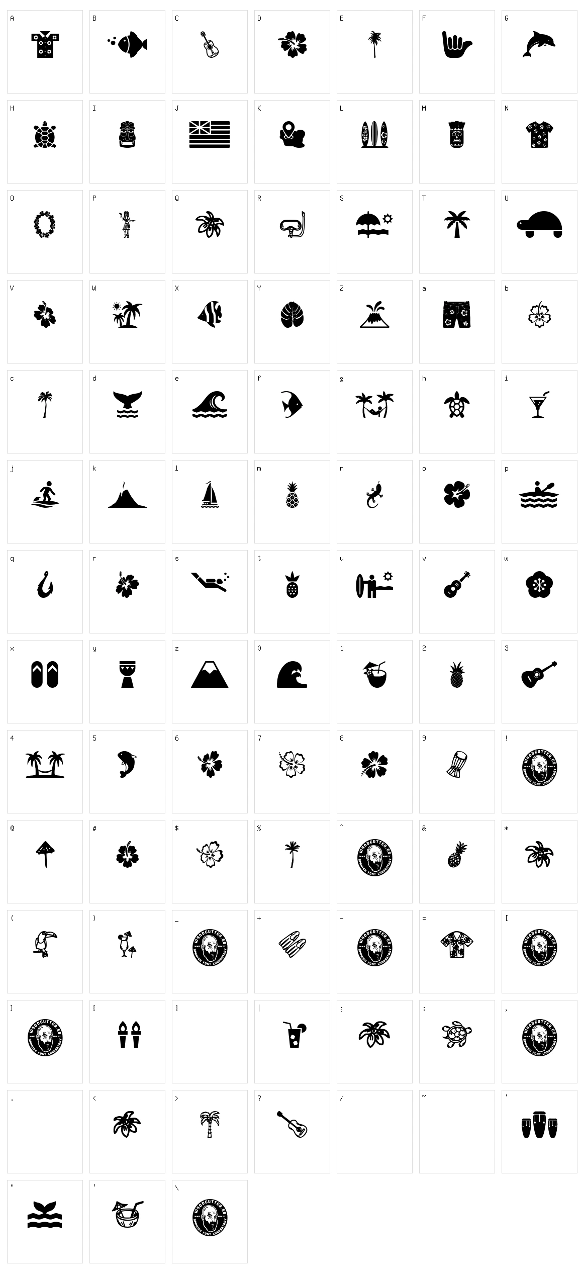 Hawaiian Icons Character Set