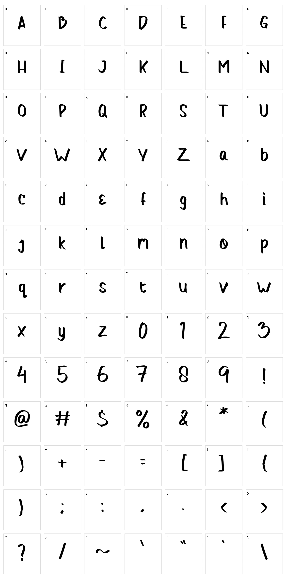 Bellacy Character Set