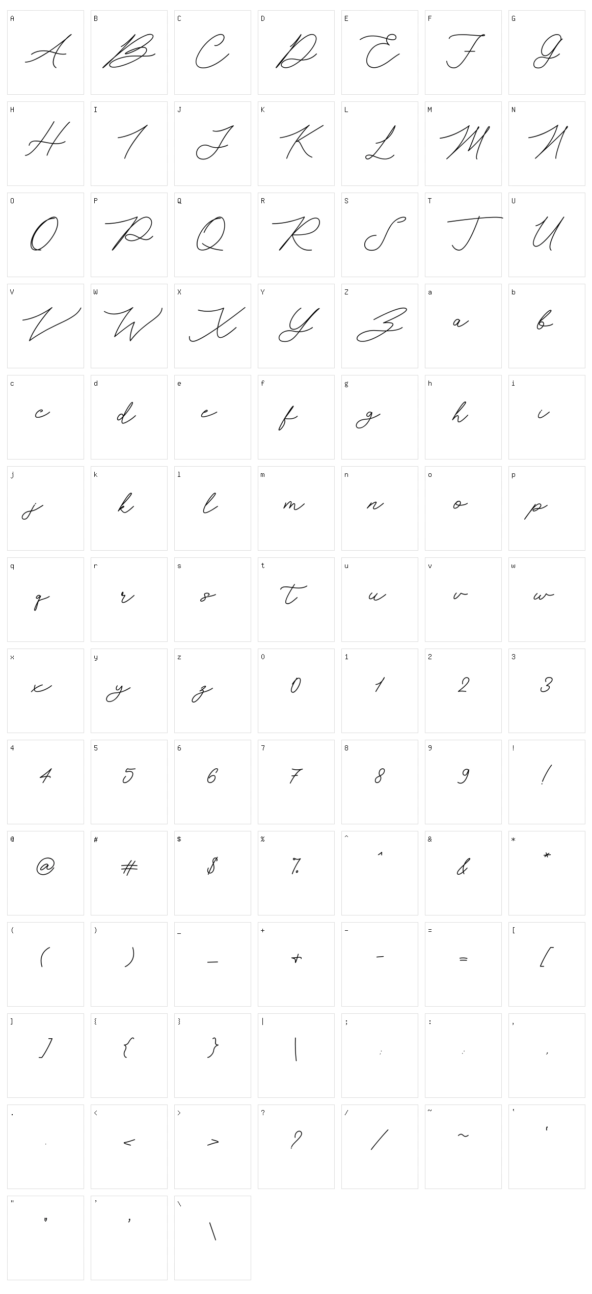 Bellair Character Set