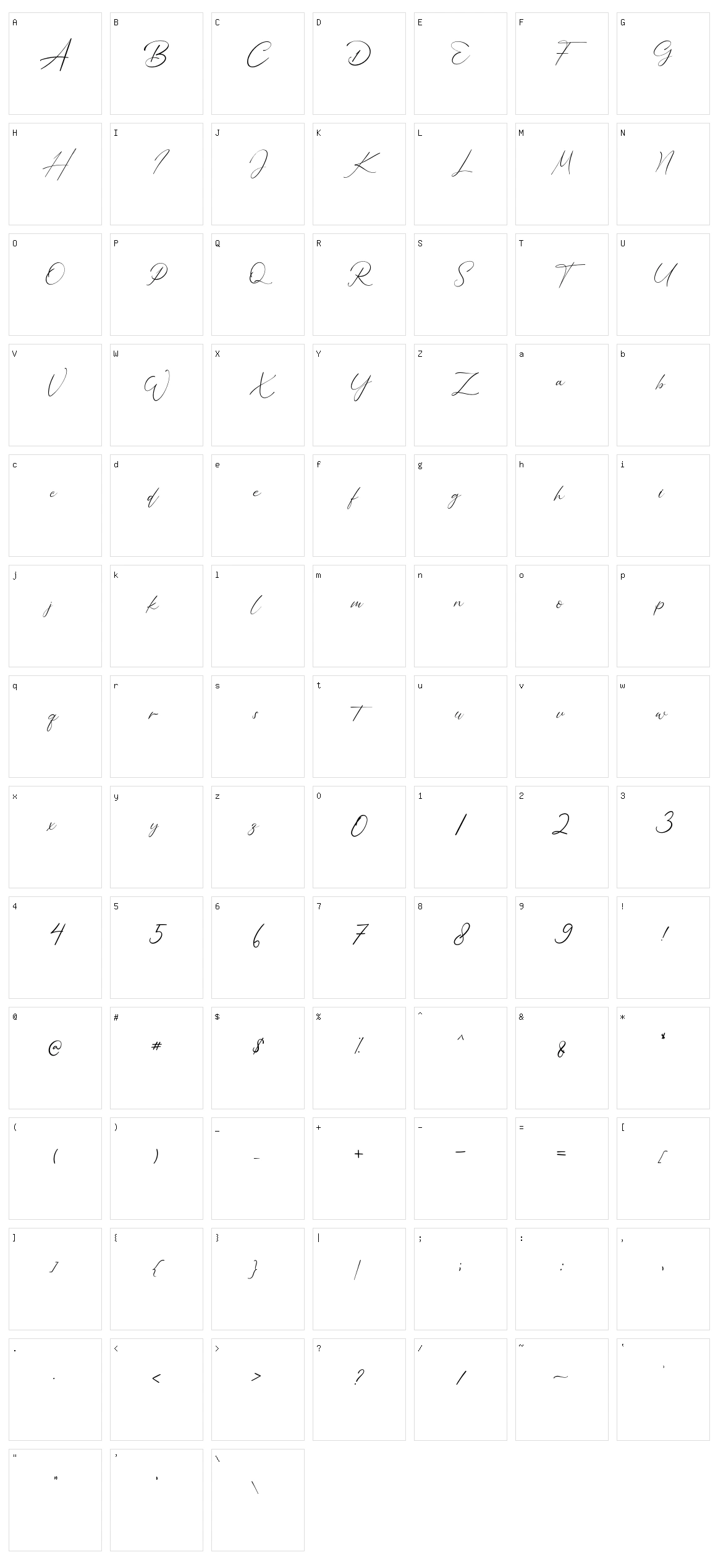 Bellamy Signature Character Set