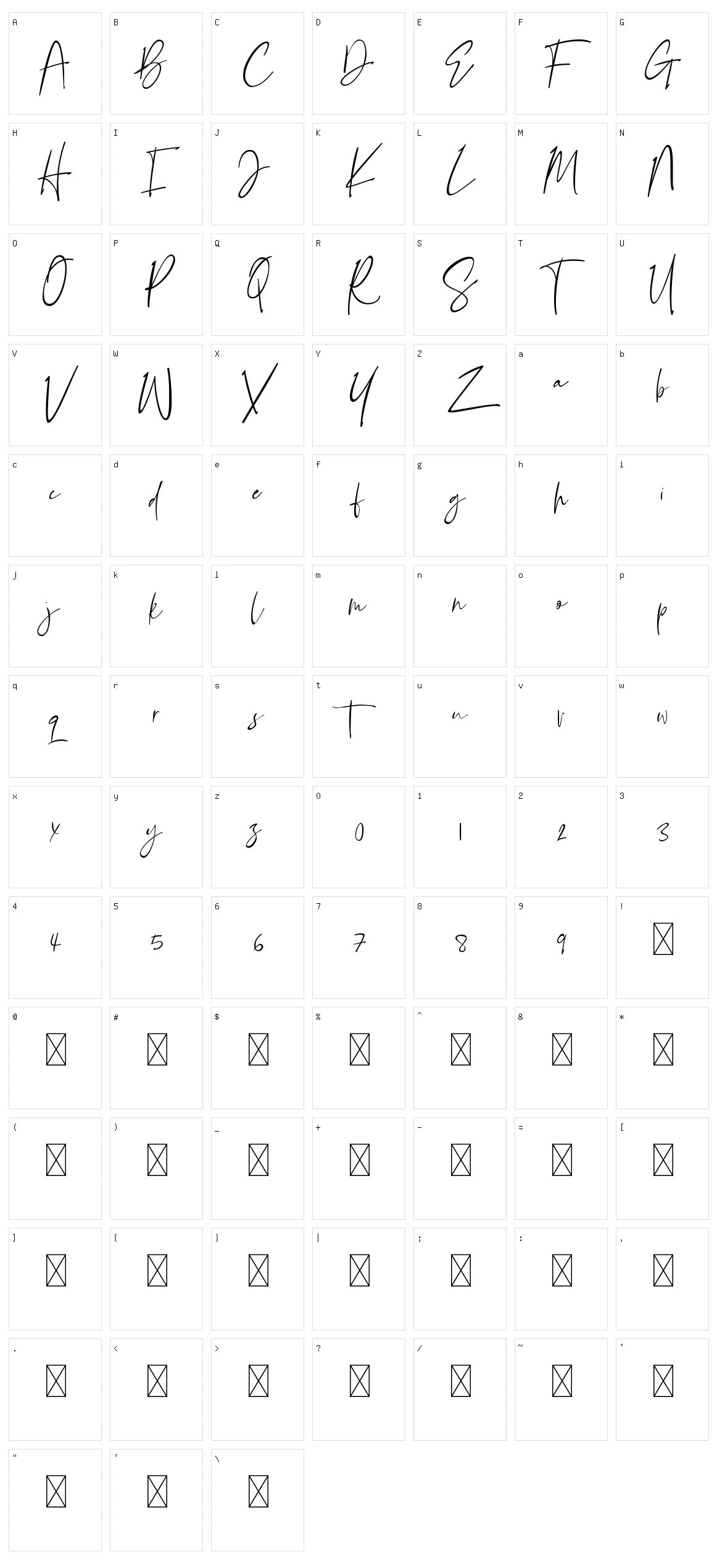 Bellandha Character Set