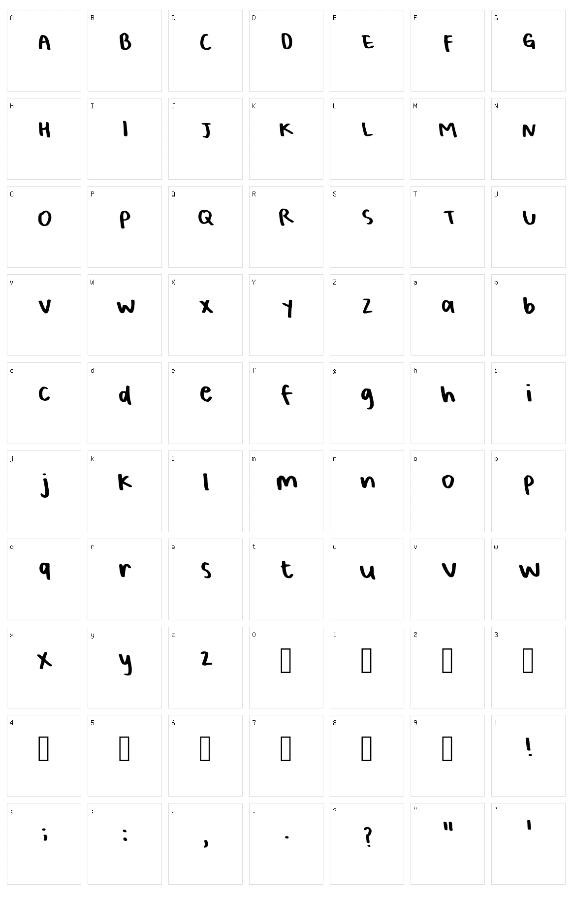 Bellas Handwriting Character Set