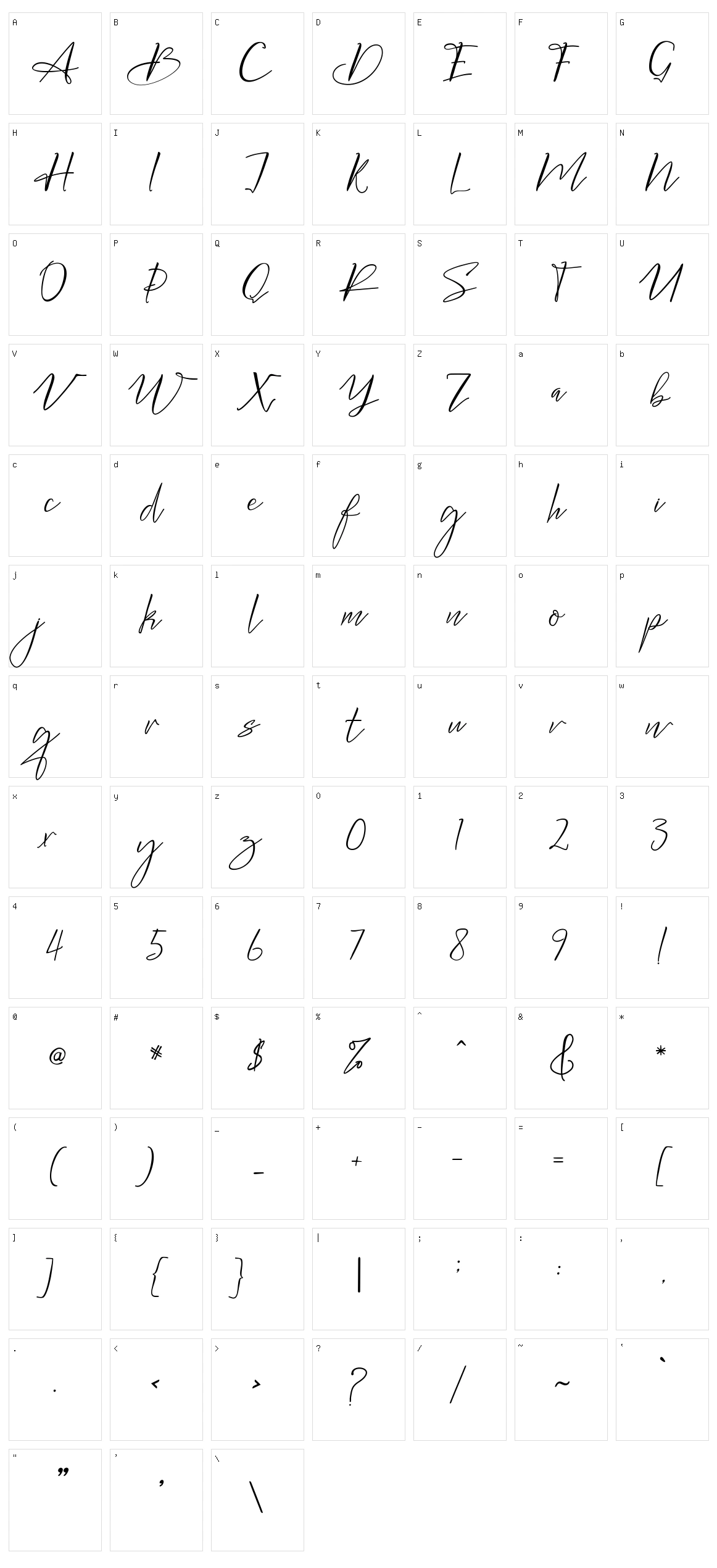 Bellgonate Character Set
