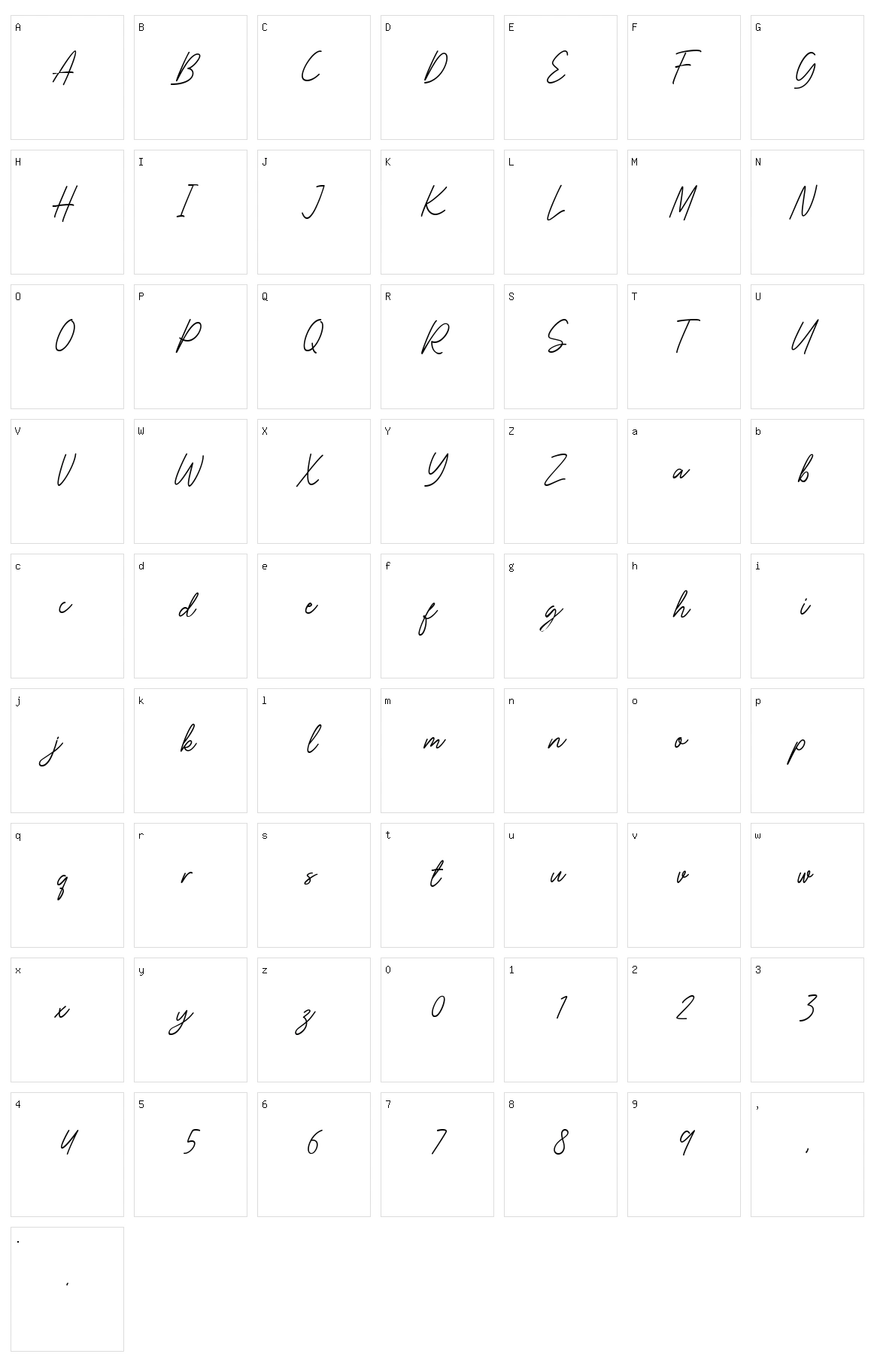 Bellina Character Set