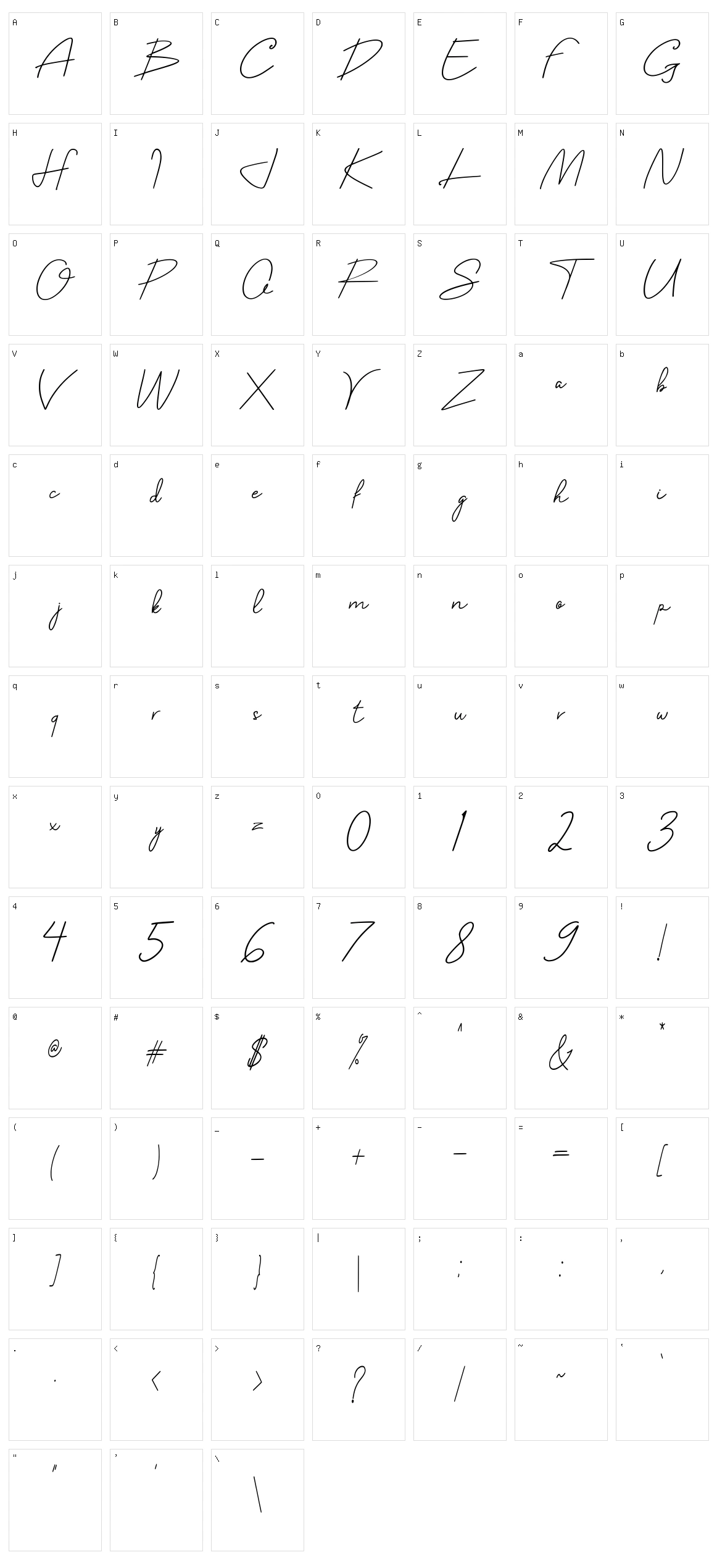 Belliniaja Character Set