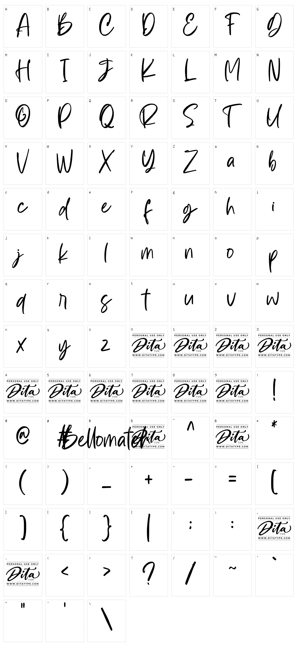 Bellomatch Character Set