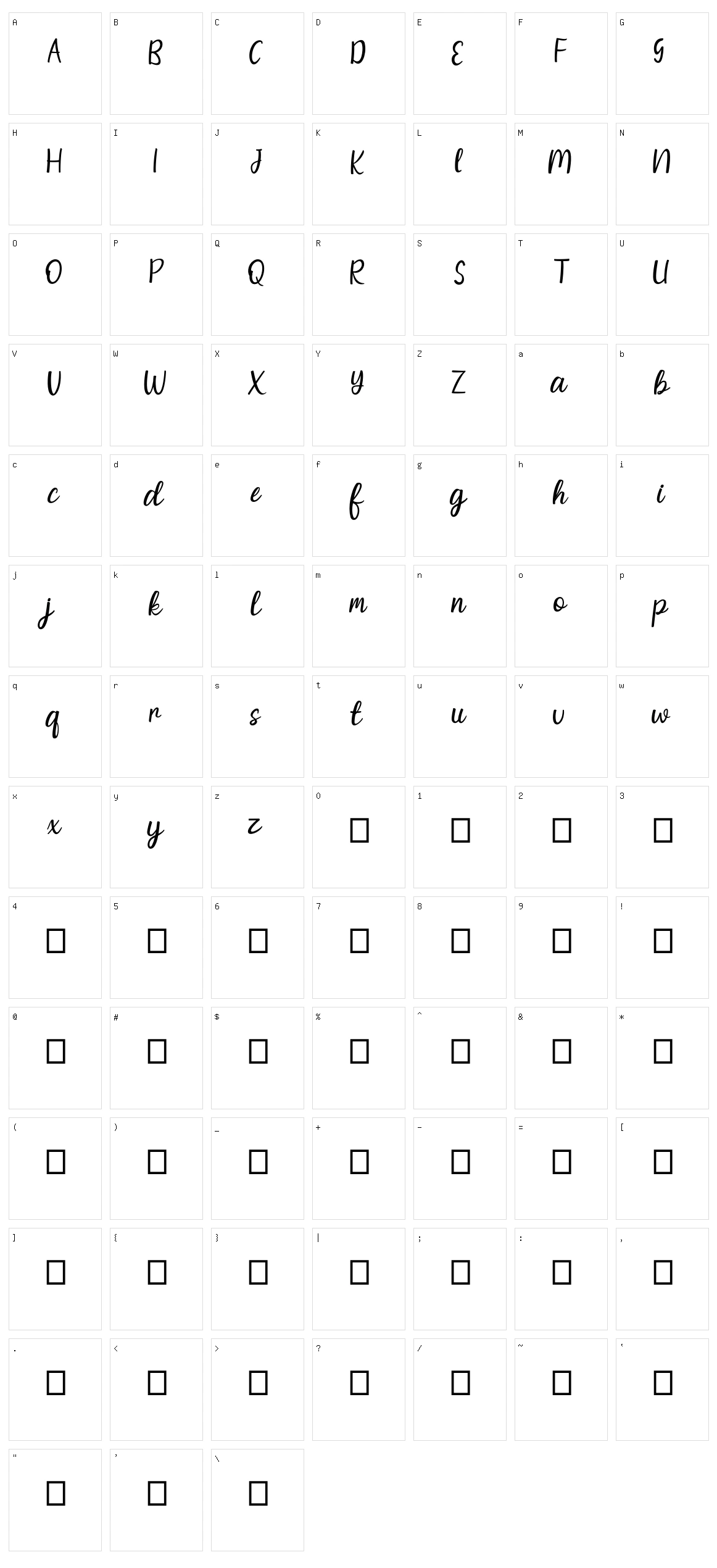 Bellyluerd Character Set