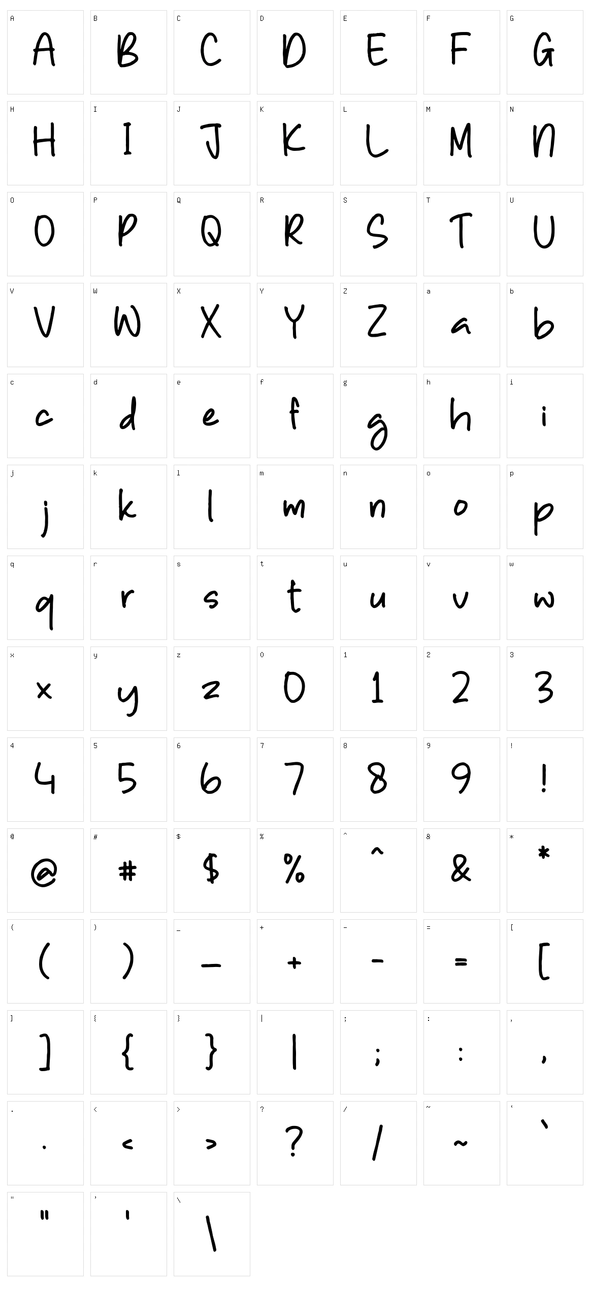 Bendison Character Set