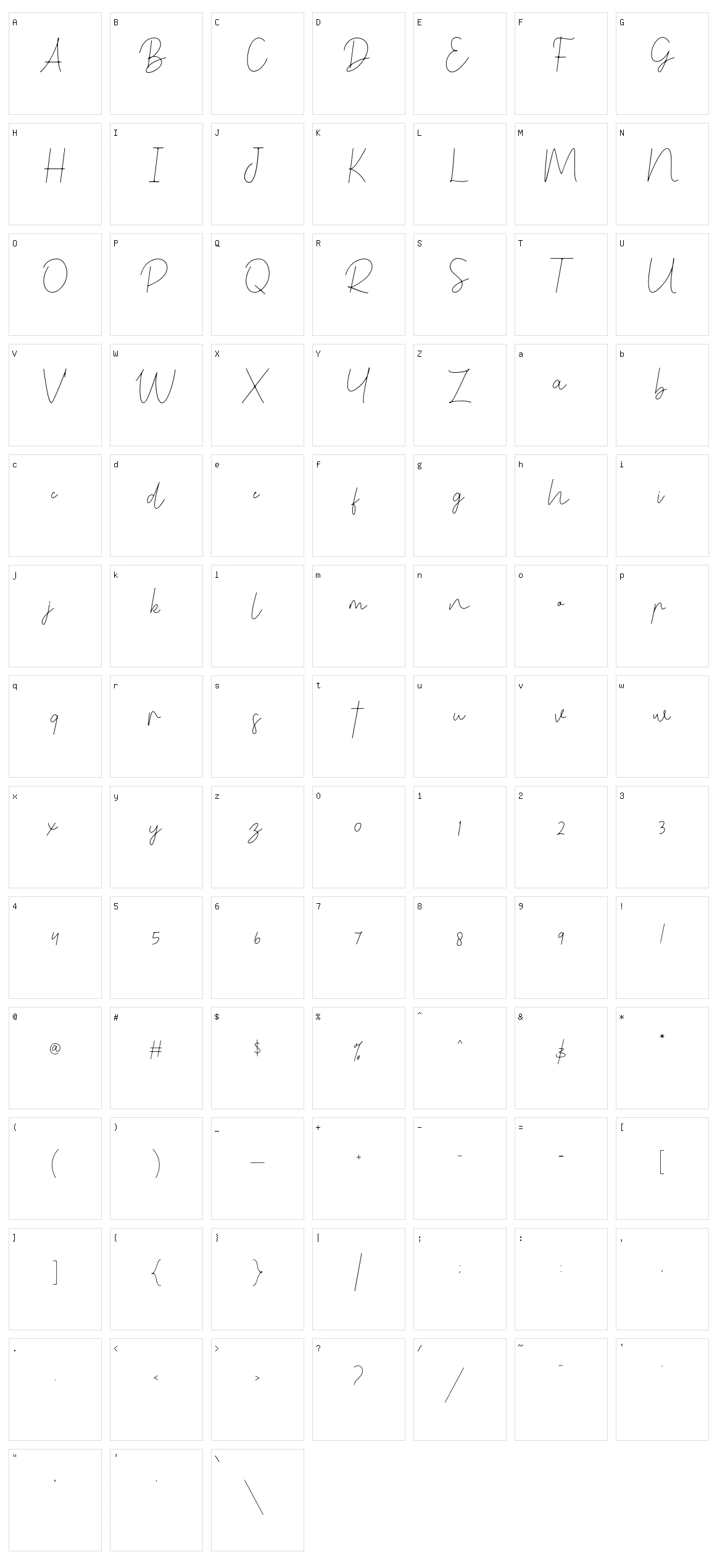 Benedela Signature Character Set