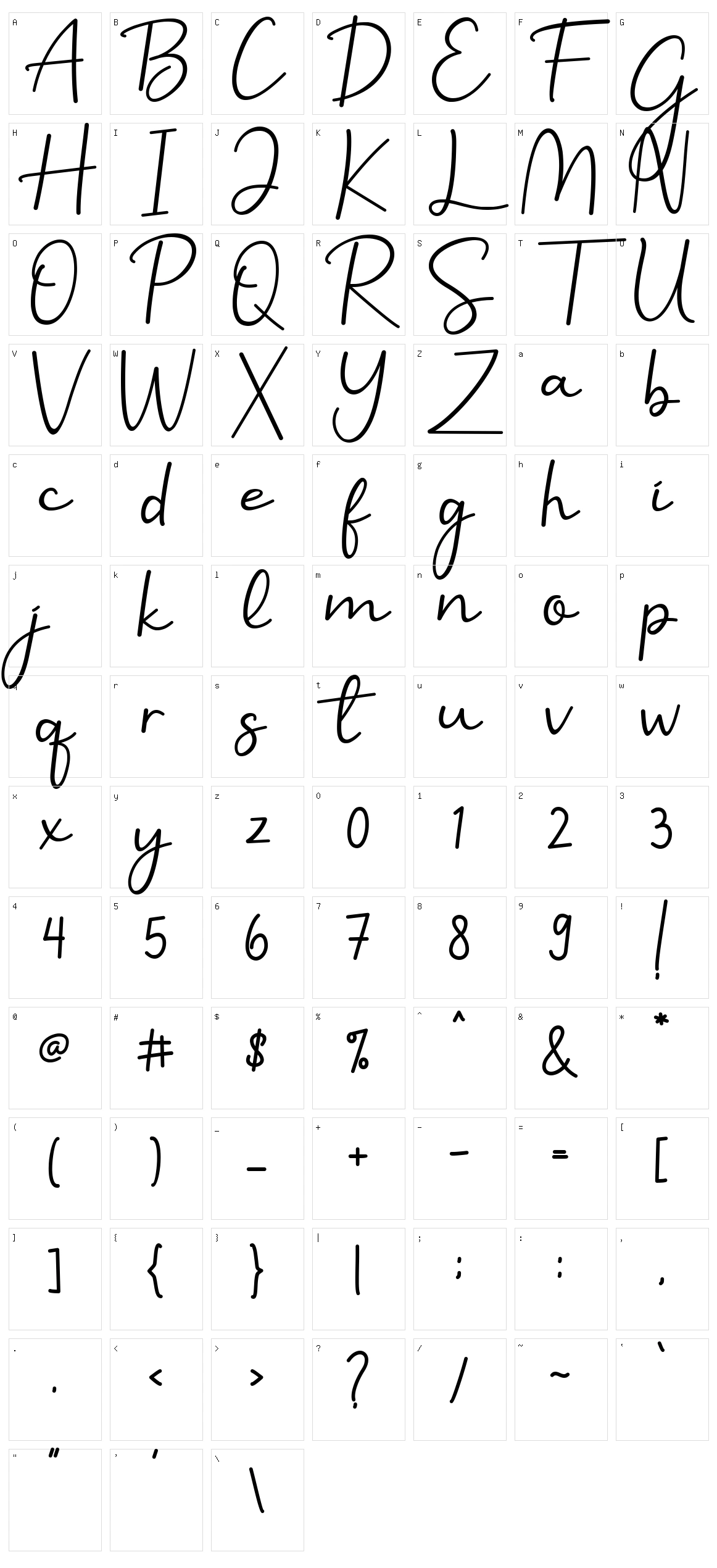 Benilla Calligraphy Character Set