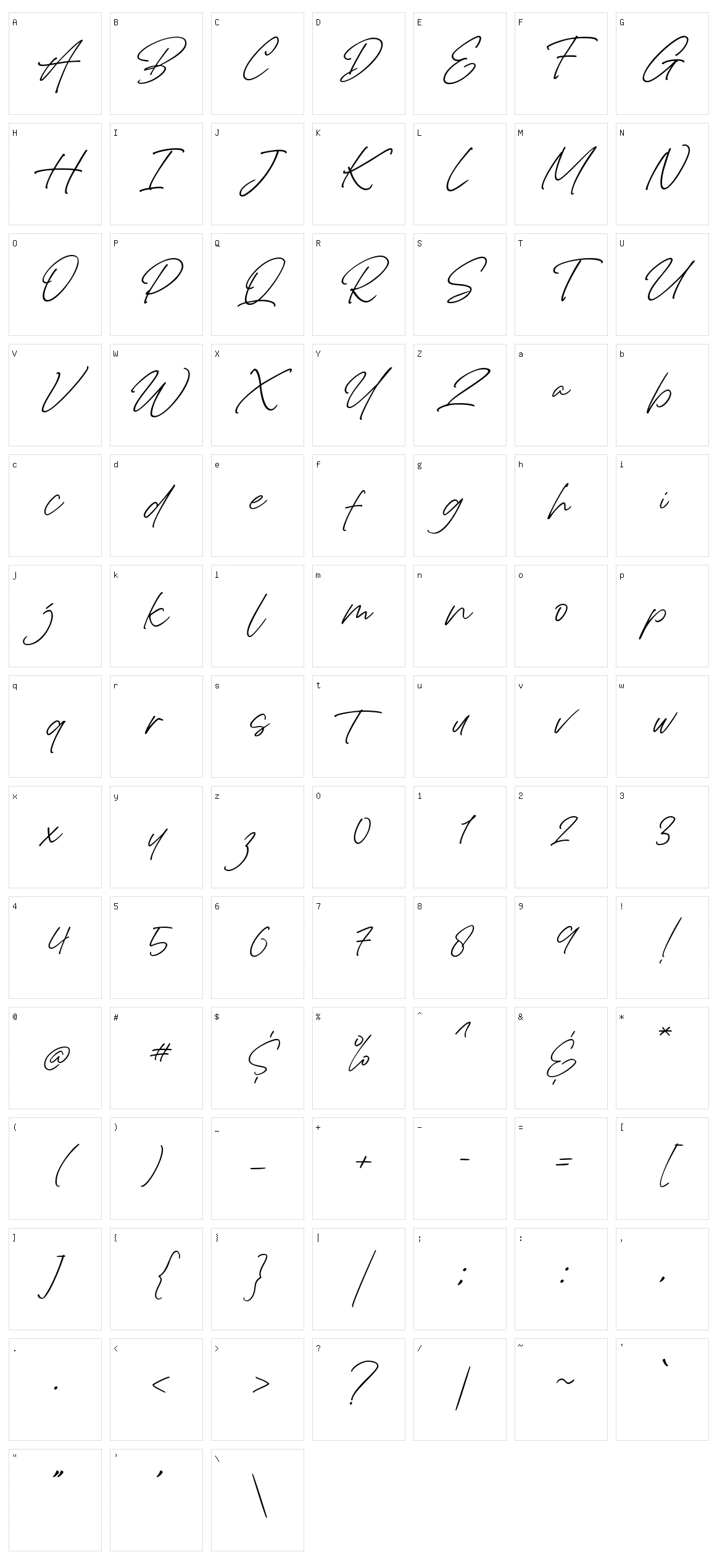 Bentang Character Set