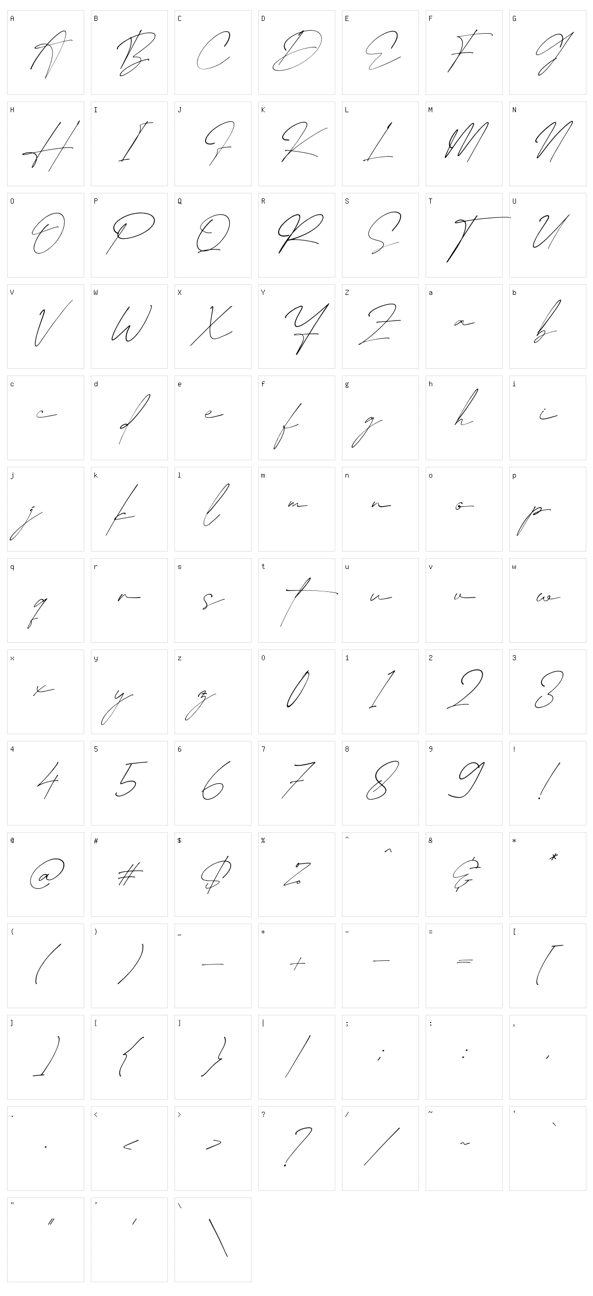 Bentila Signate Character Set