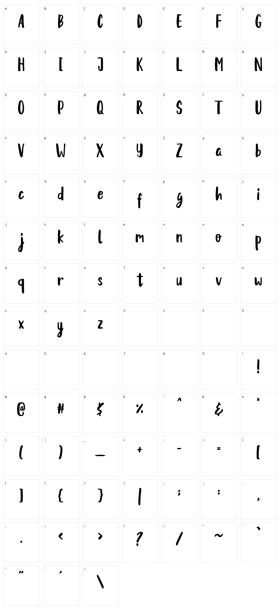 Berallya Character Set